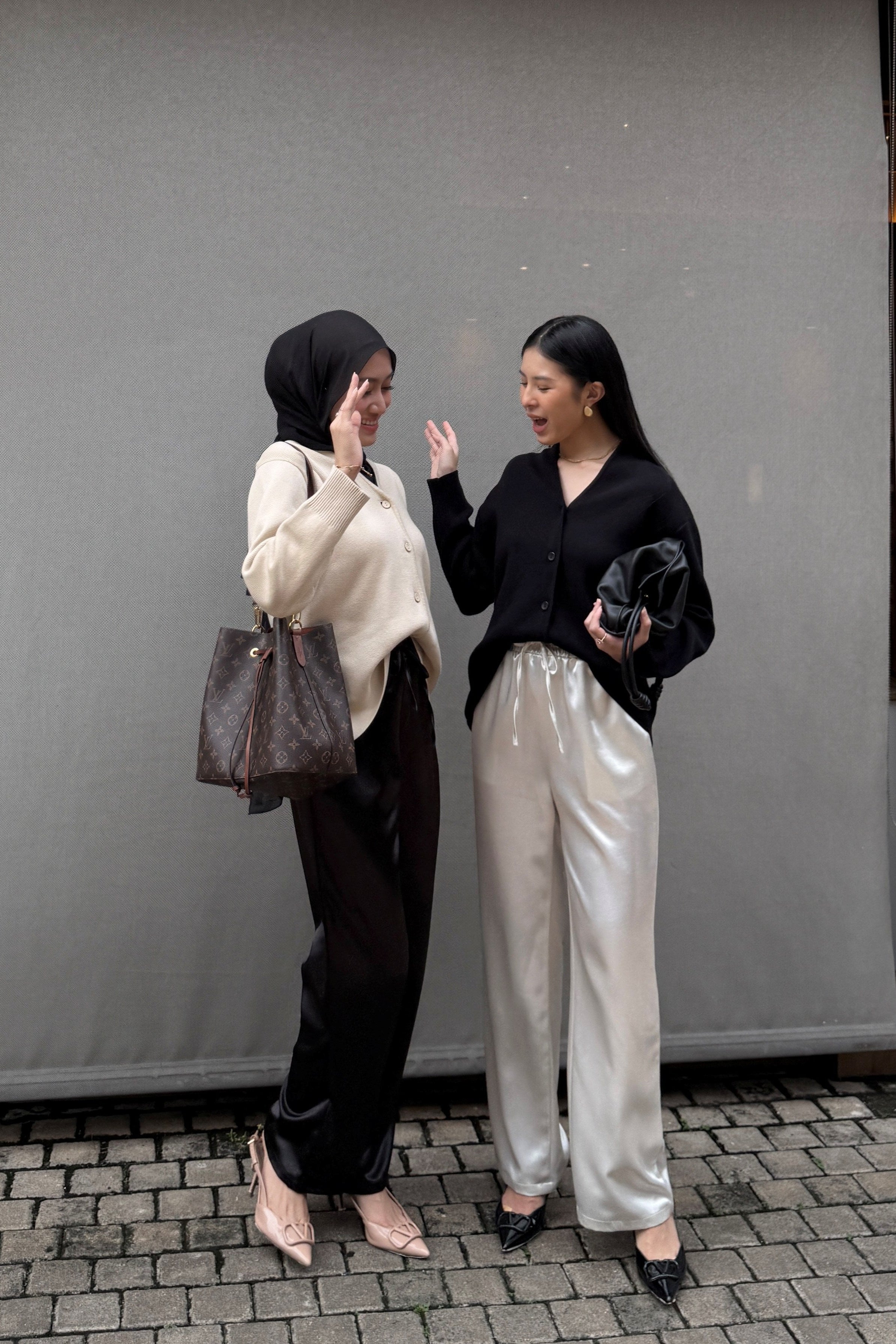 Straight Saten Pants - Bawahan Wanita Bahan Saten Premium Import