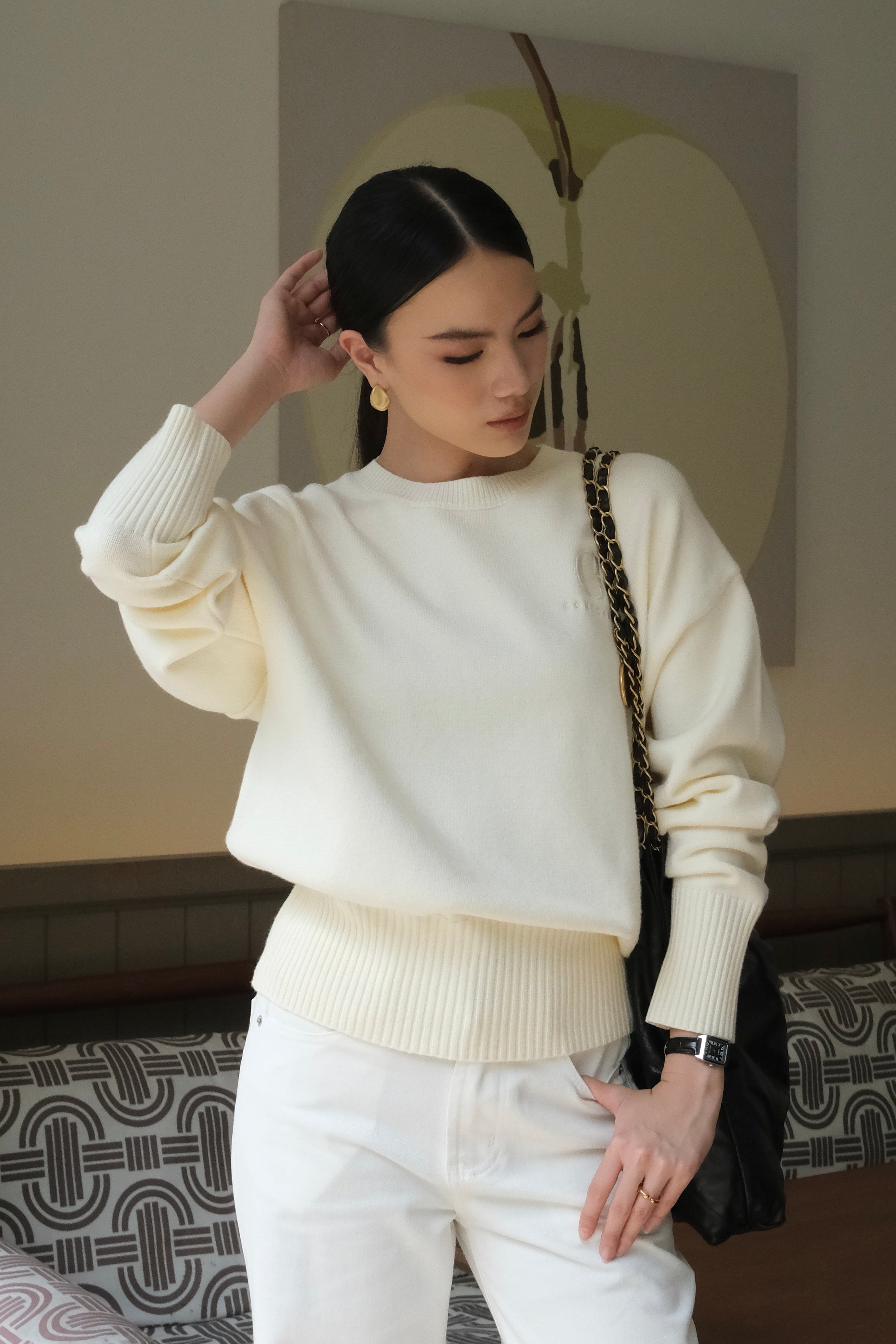 GG Essential Sweater - Sweater Rajut Polos Wanita Gaya Minimalis Kasual Premium