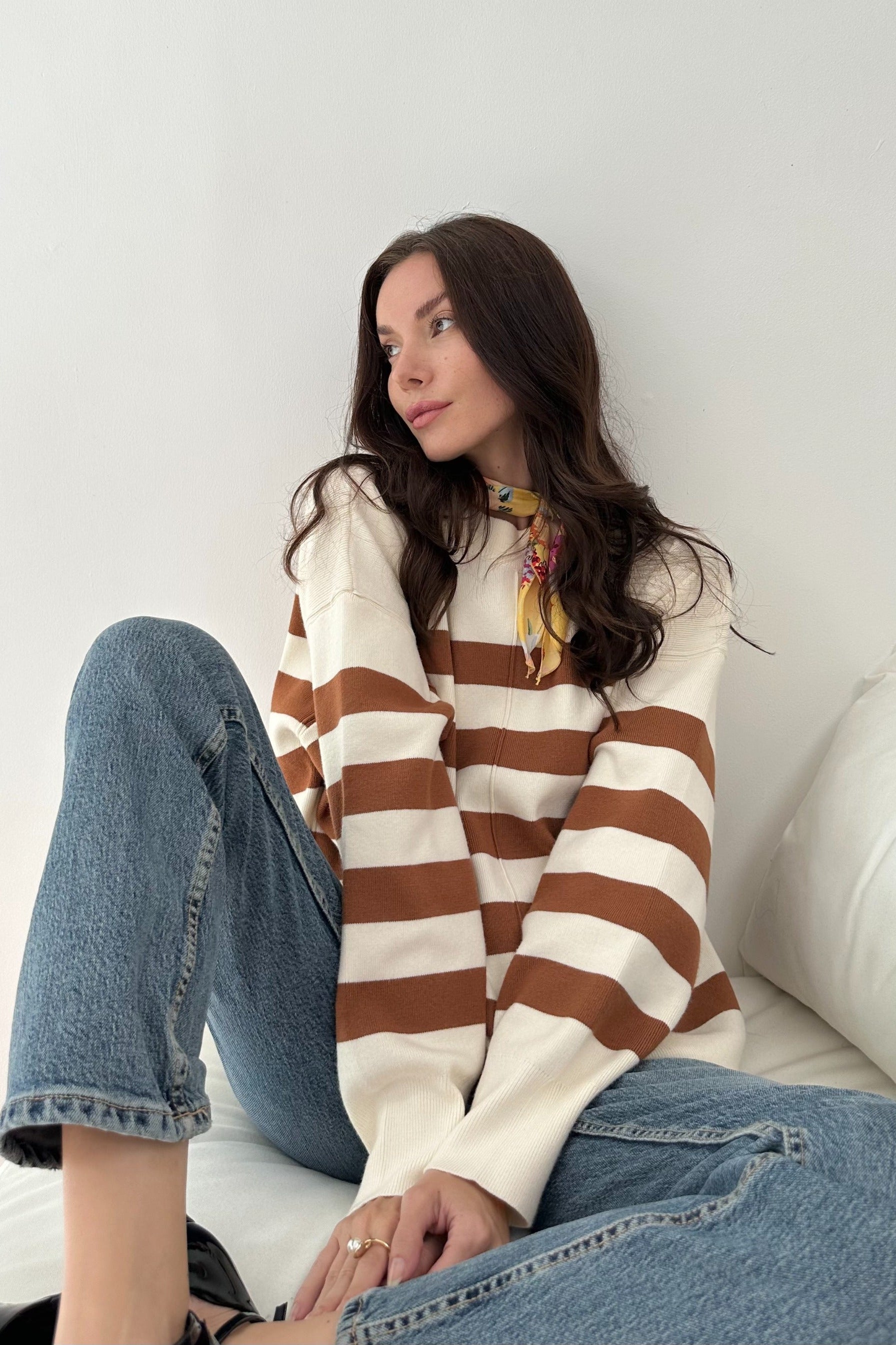 Diora Sweater - Sweater Knit Tebal Wanita Stripe