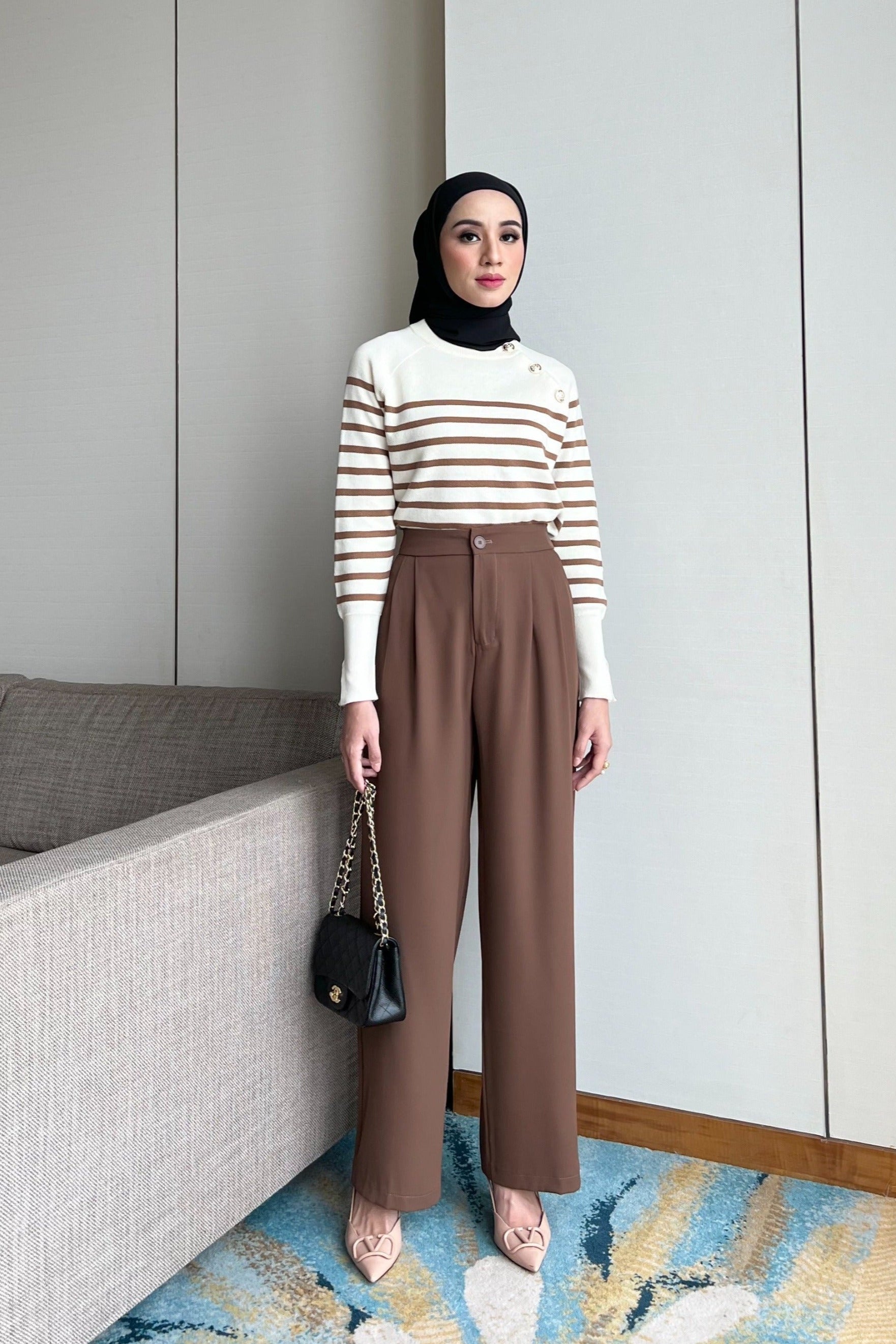 Lowee Pants - Brown - Celana Panjang Kantor Polos Wanita