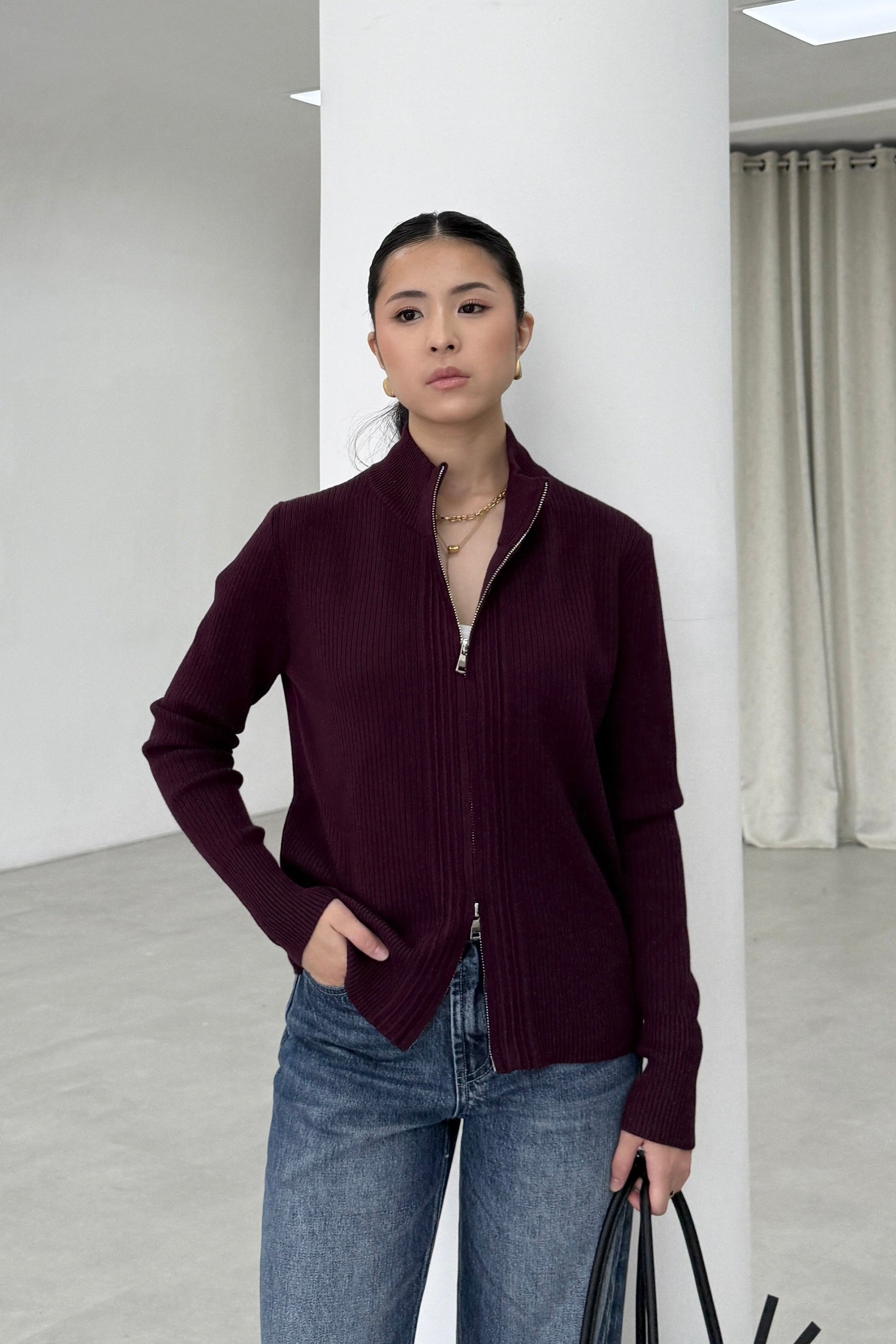 Mosi Cardy - Cardigan Zipper Wanita Bahan Soft Knit Premium