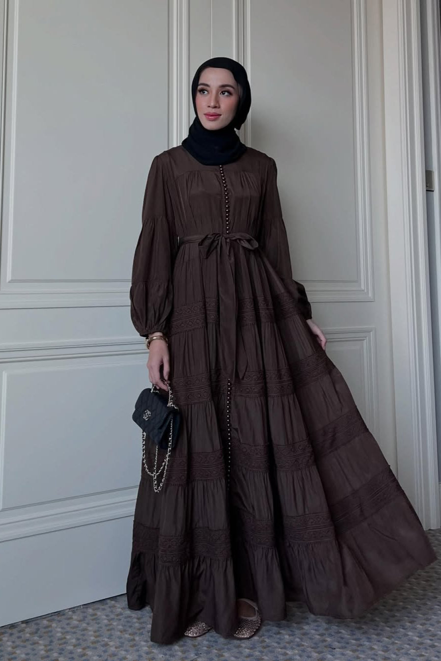 Naomi Dress - Cappucino - Dress Seribu Kancing Cantik