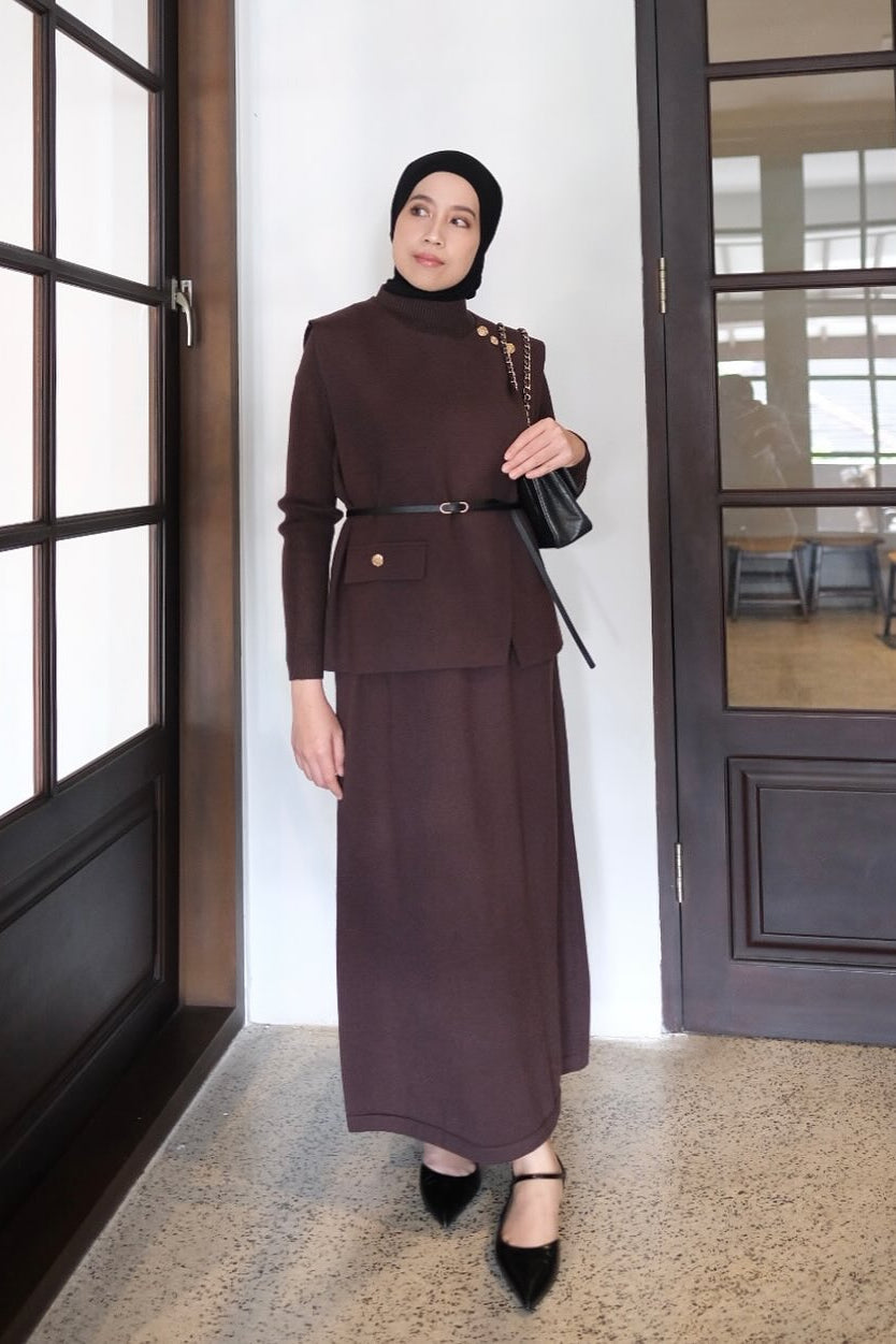 Jeana Set Vest - Set Vest Rajut Premium Wanita Setelan