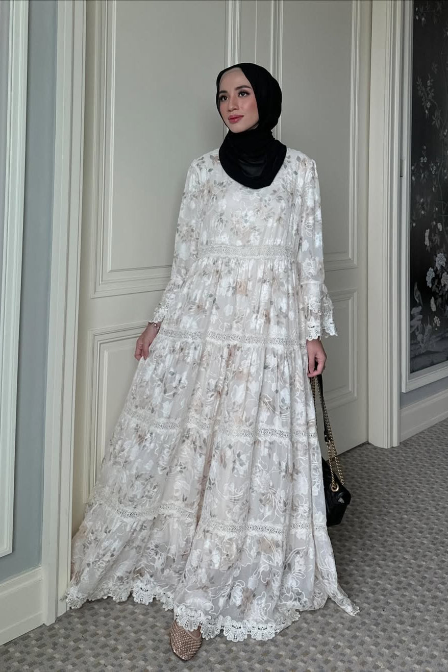 Jangmi Dress - Dress Motif Bunga Bahan Ceruti full Furing
