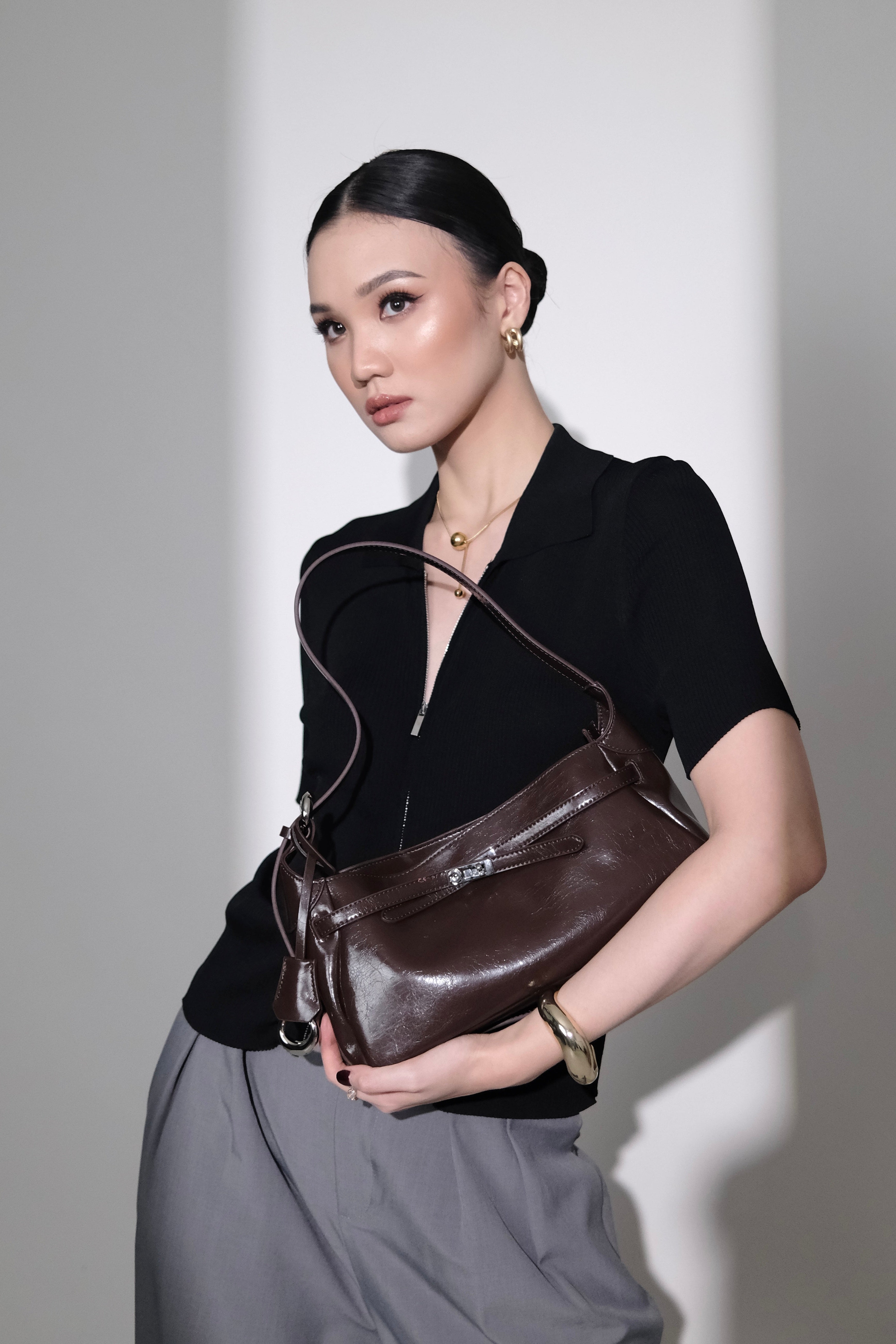 Clara Bag - Tas Bahu Wanita Polos Bahan Real Leather