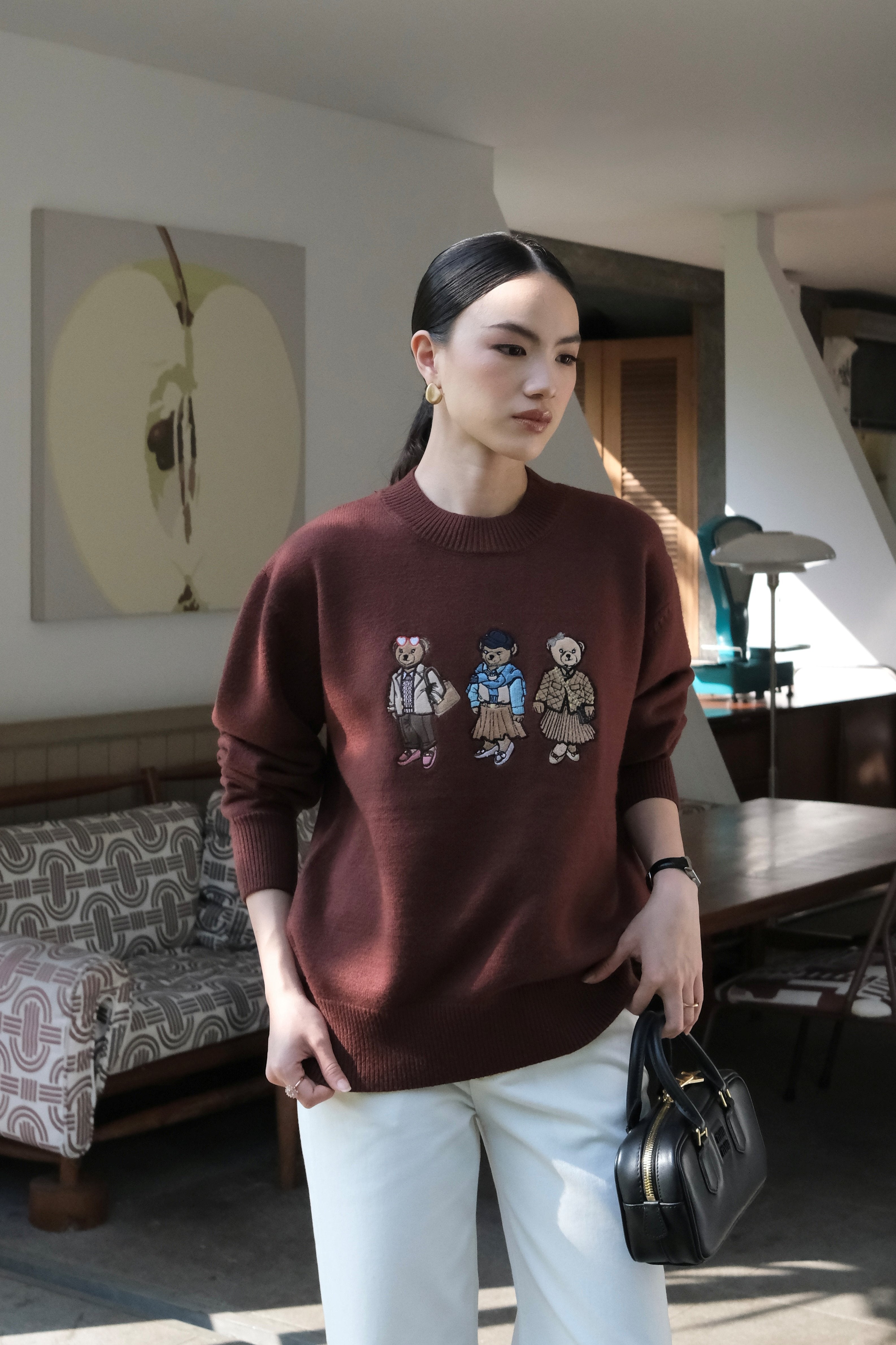 Fams Bear Sweater - Sweater Rajut Motif Beruang Elegan Lembut & Nyaman