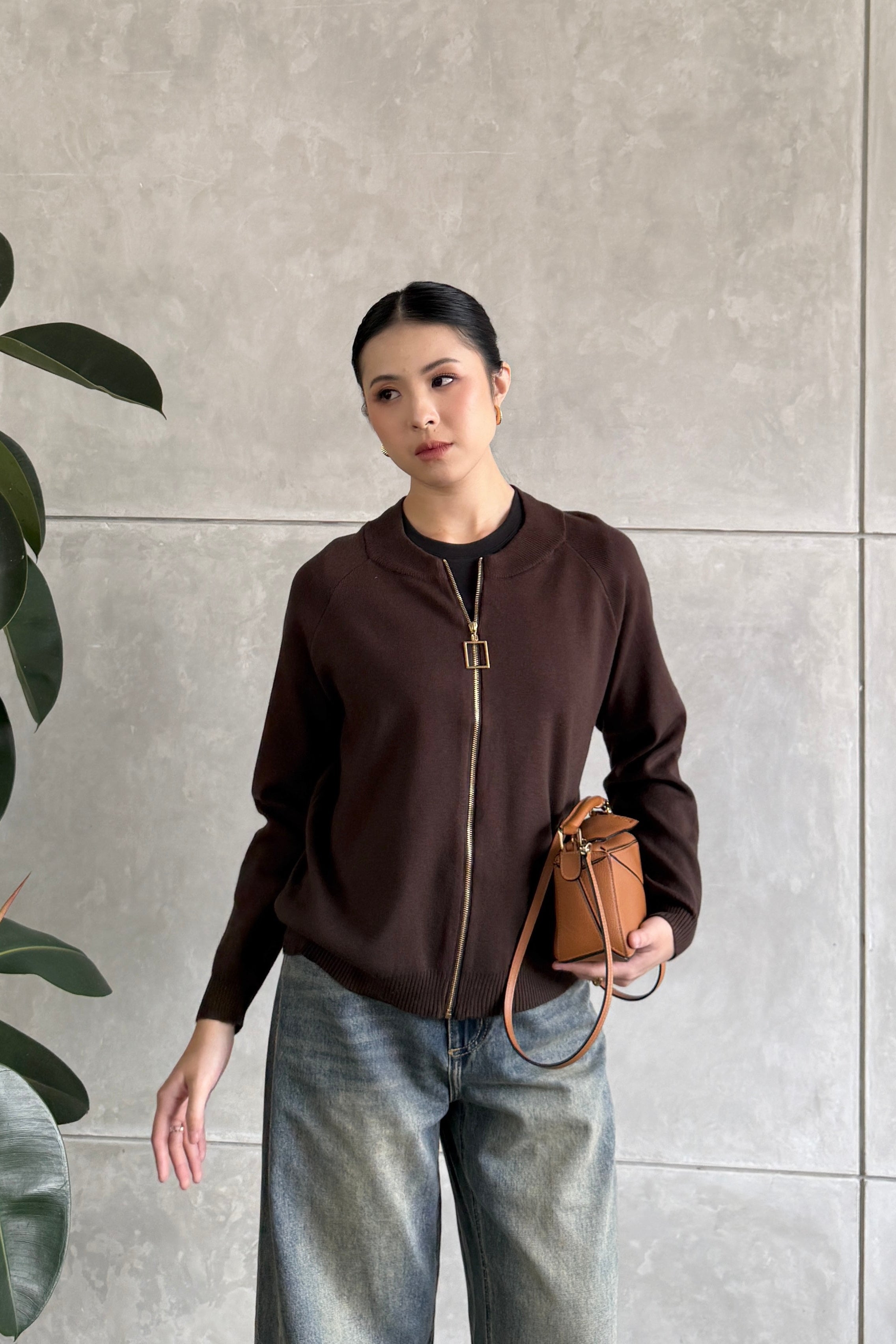 Bomber Cardy Knit - Cardigan Zipper Wanita Bahan Soft Knit Premium