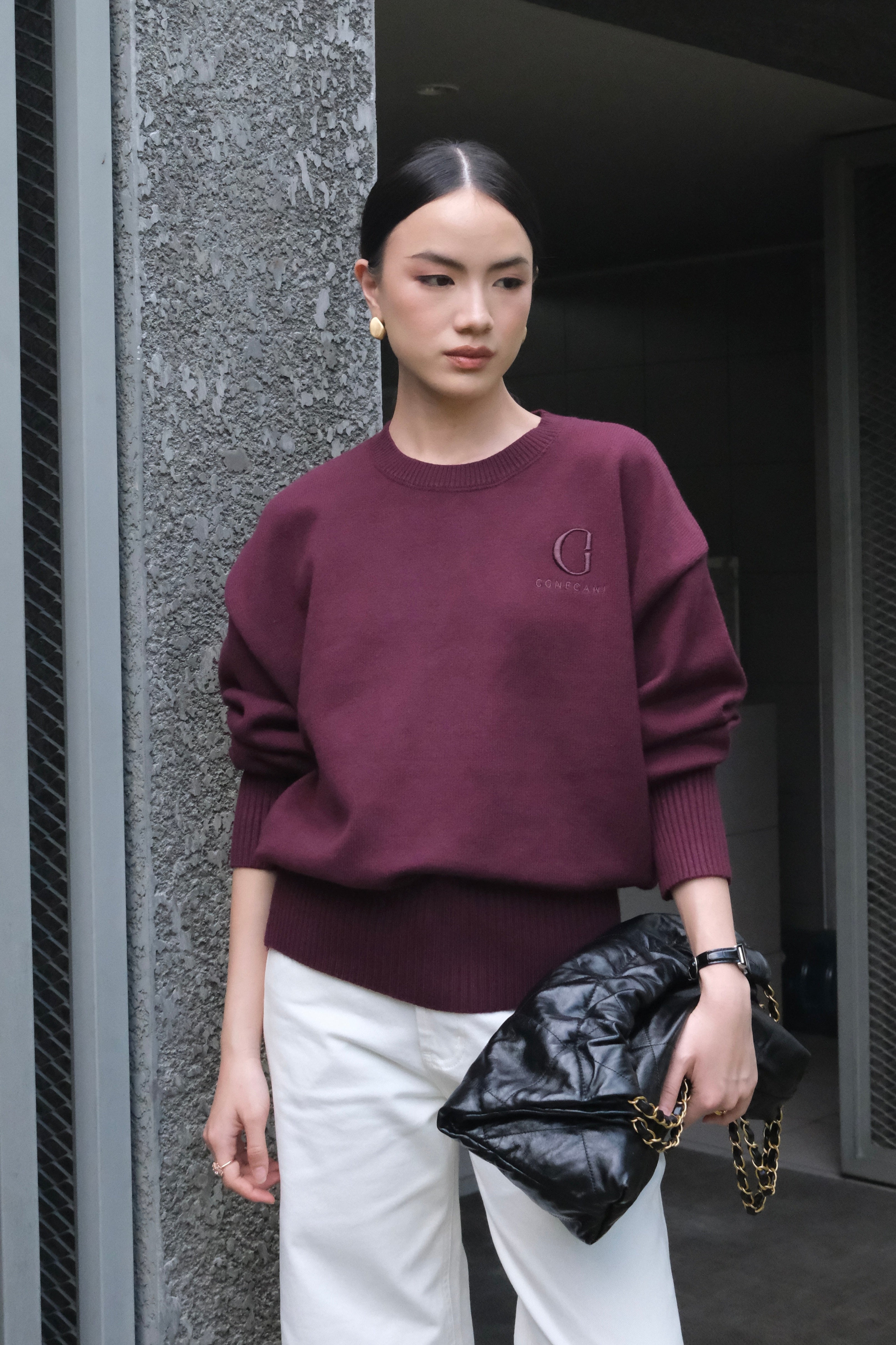 GG Essential Sweater - Sweater Rajut Polos Wanita Gaya Minimalis Kasual Premium