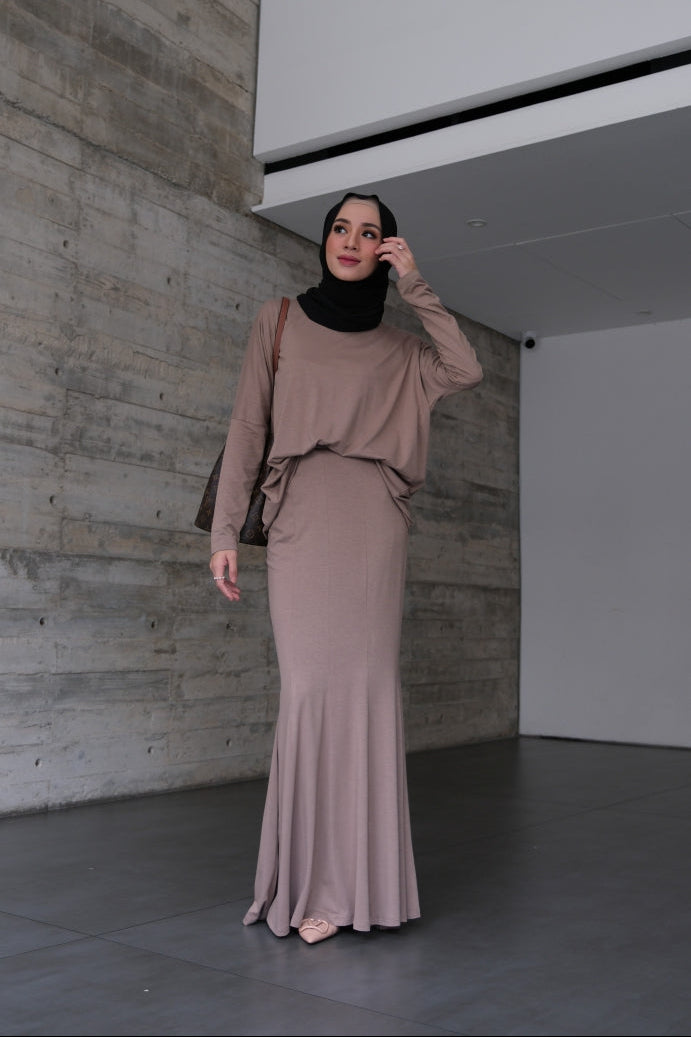 Batwing Set Mermaid Skirt - Set Atasan Rok Wanita Bahan Rayon Spandex