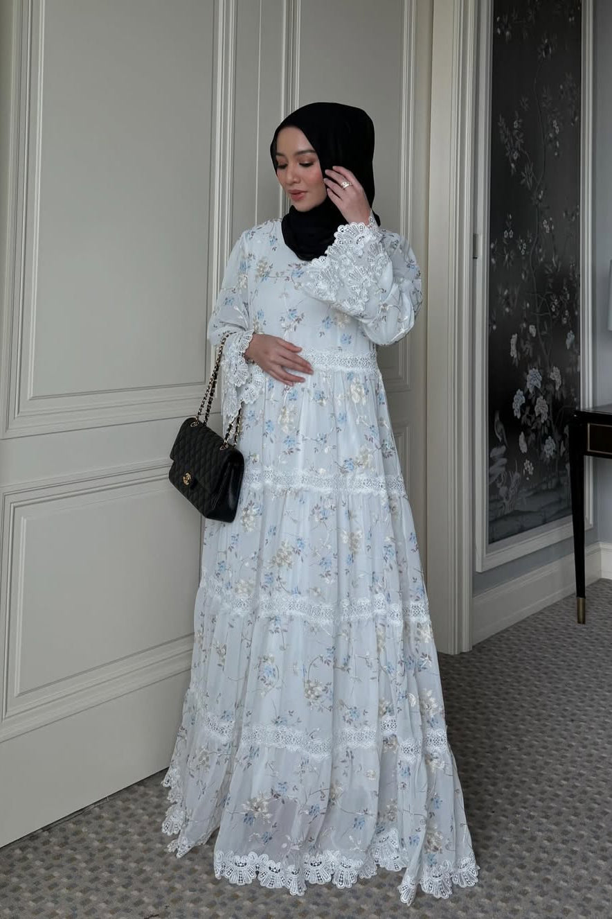 Jangmi Dress - Dress Motif Bunga Bahan Ceruti full Furing