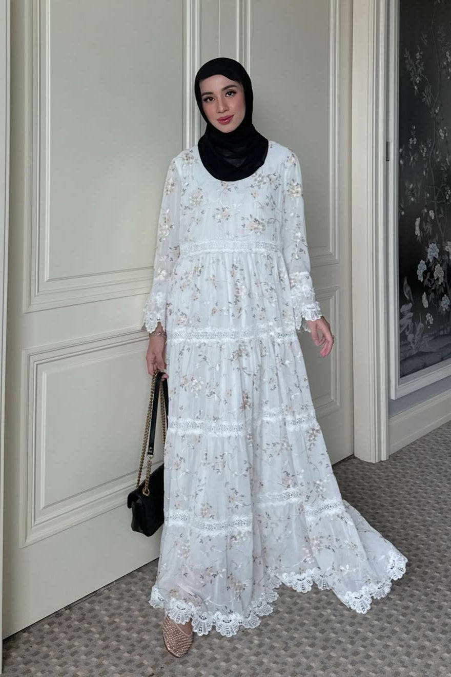Jangmi Dress - Dress Motif Bunga Bahan Ceruti full Furing