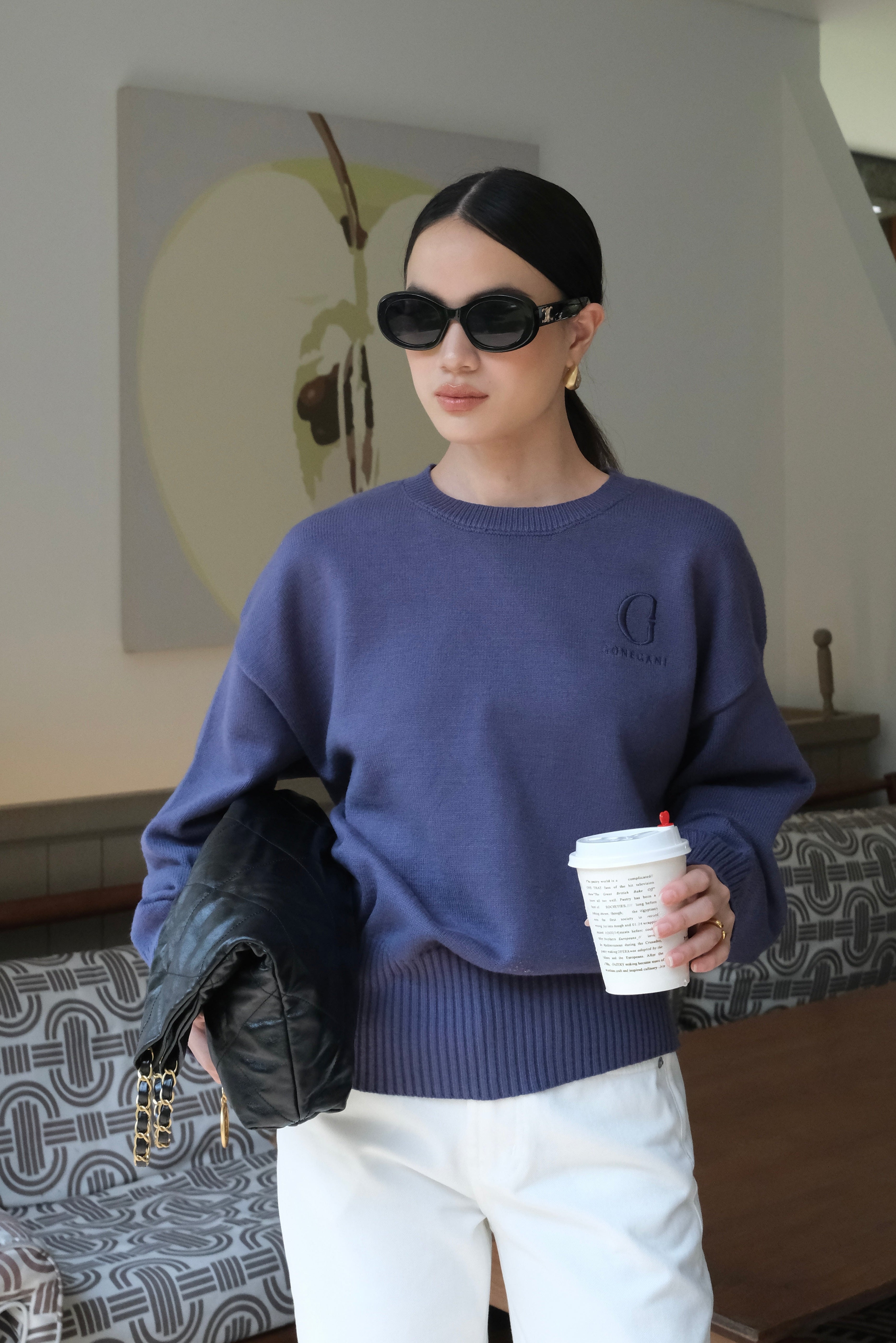 GG Essential Sweater - Sweater Rajut Polos Wanita Gaya Minimalis Kasual Premium