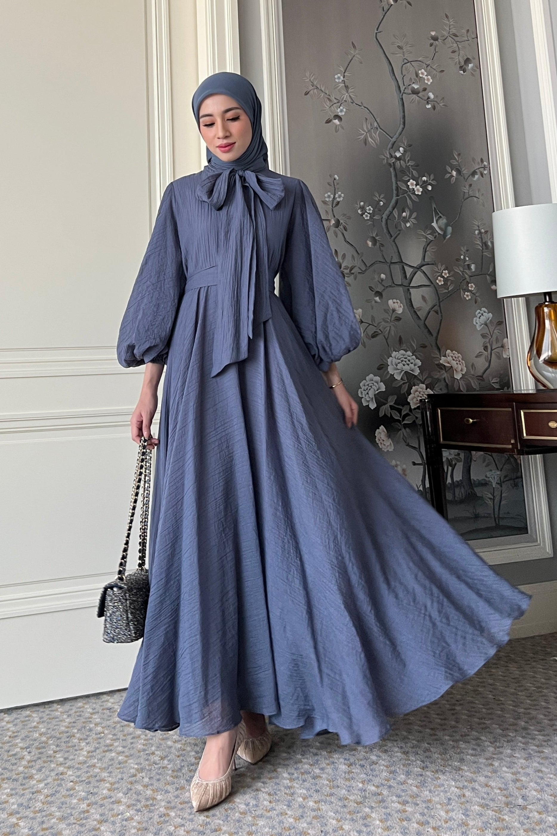 Aesa Dress - Denim - Dress Flowly Aksen Pita