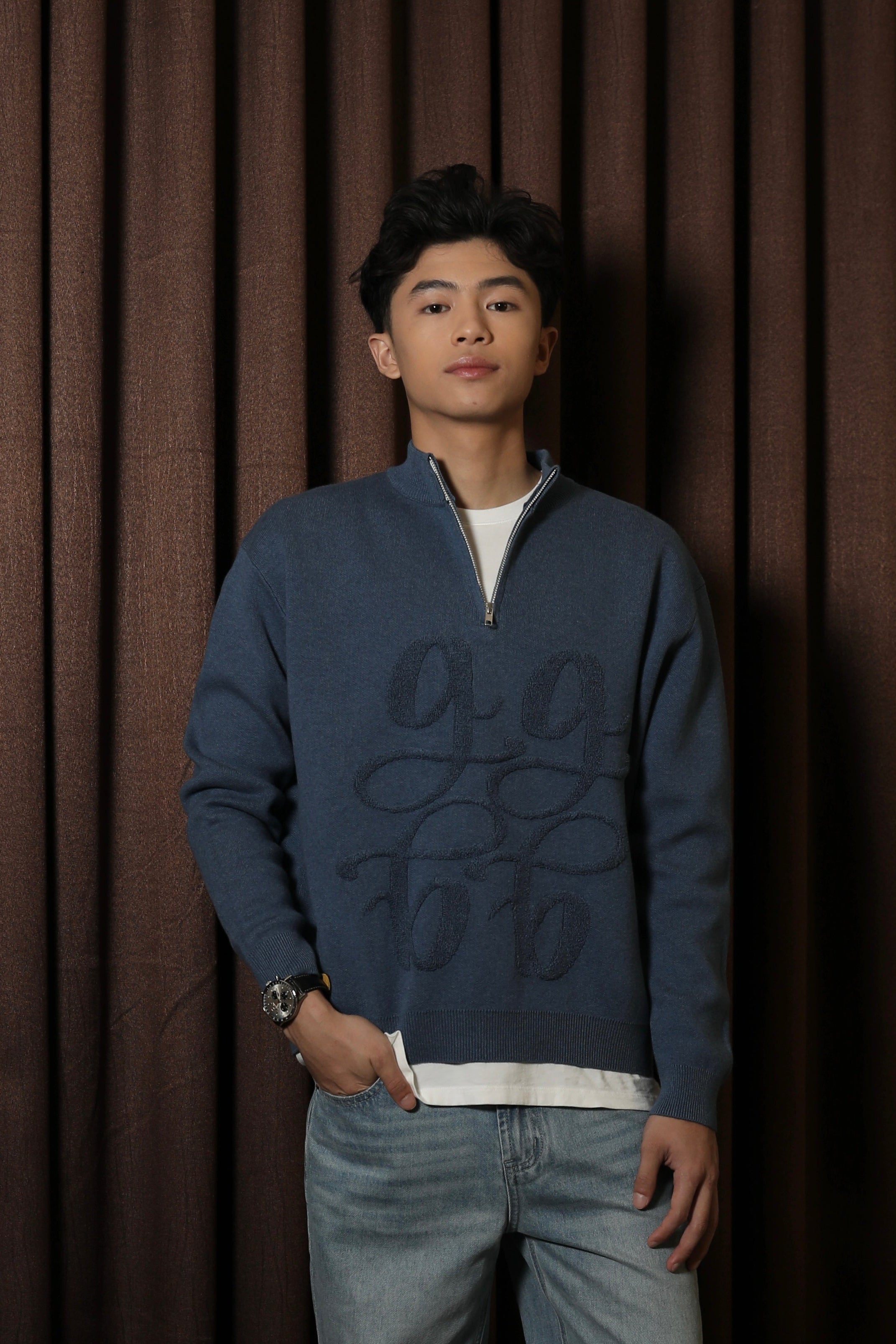 GONEGANI MAN - GG Half Zipper Sweater
