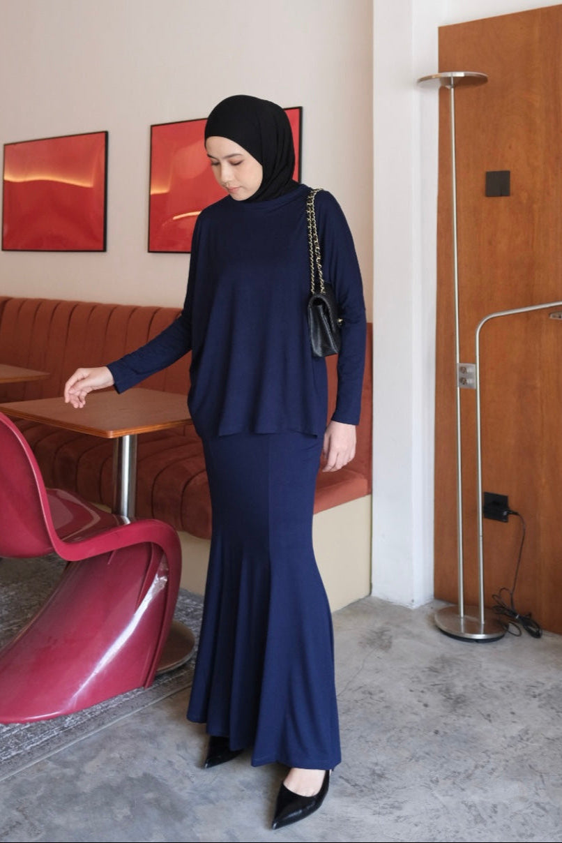 [DEFECT] - Batwing Set Mermaid Skirt - Set Atasan Rok Wanita Bahan Rayon Spandex