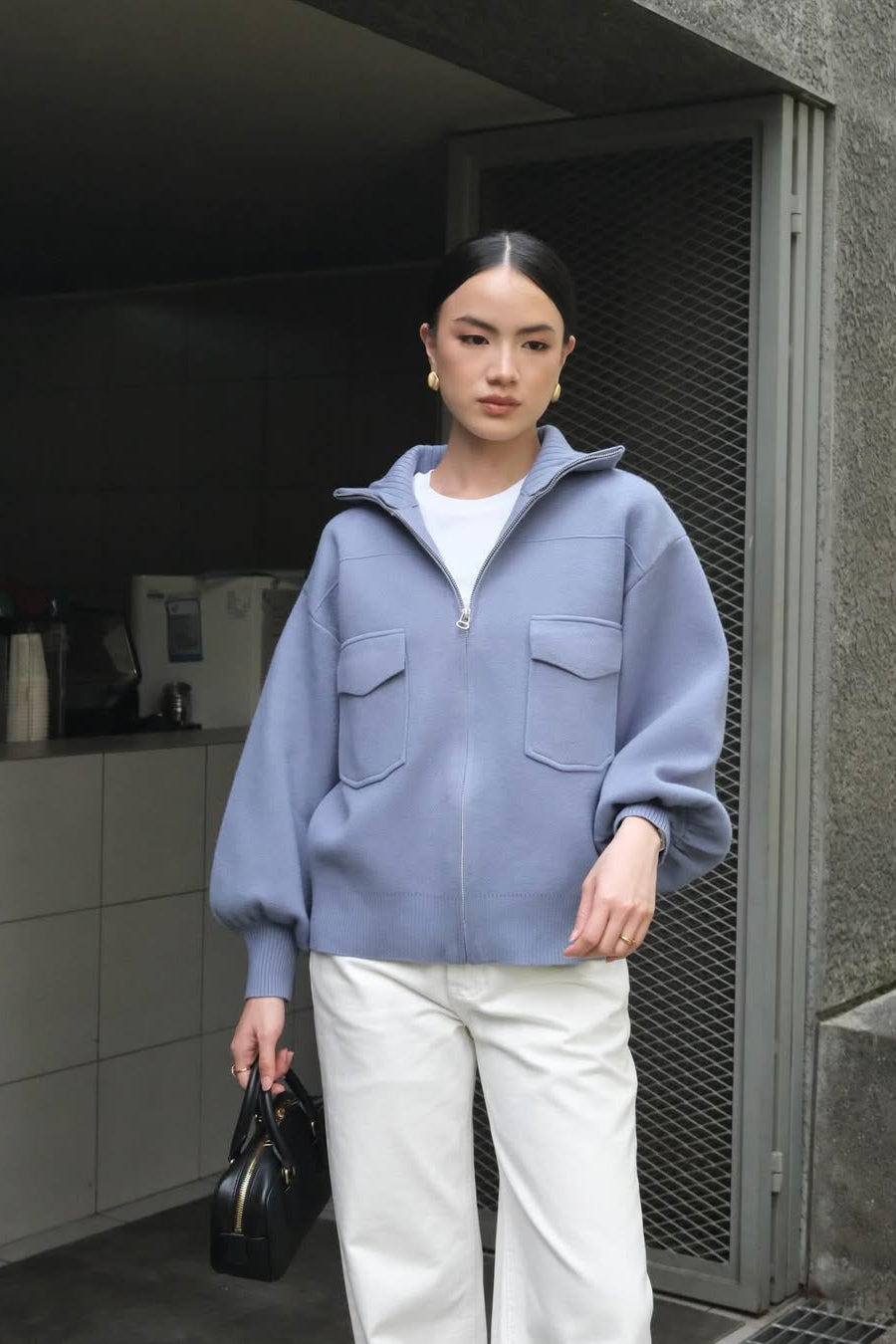 Milano Knit Blouson - Jaket Knit Wanita Premium Tebal Gaya Smart Casual