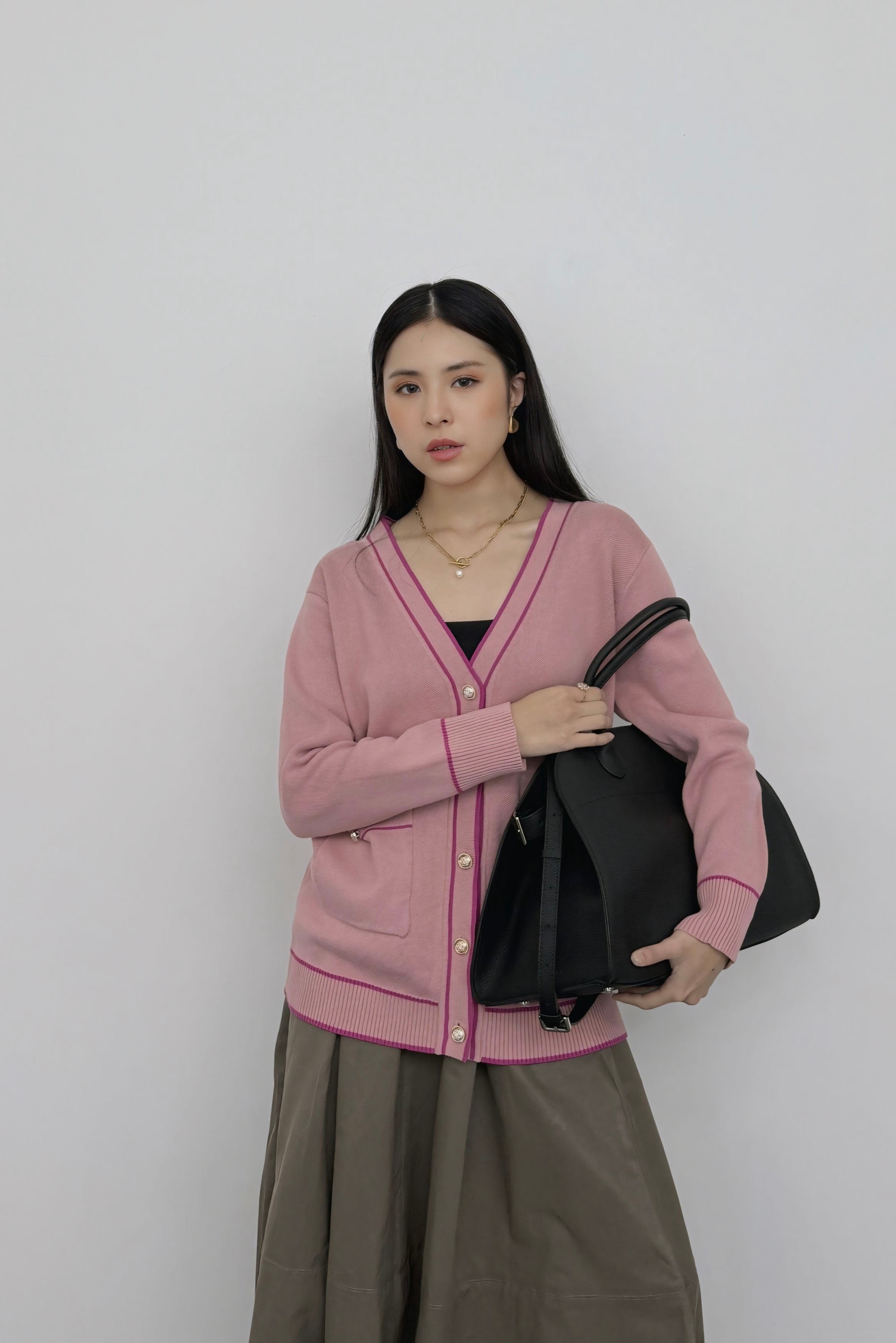 Chloe Cardy - Cardigan Rajut Wanita  Polos Bahan Knit Premium