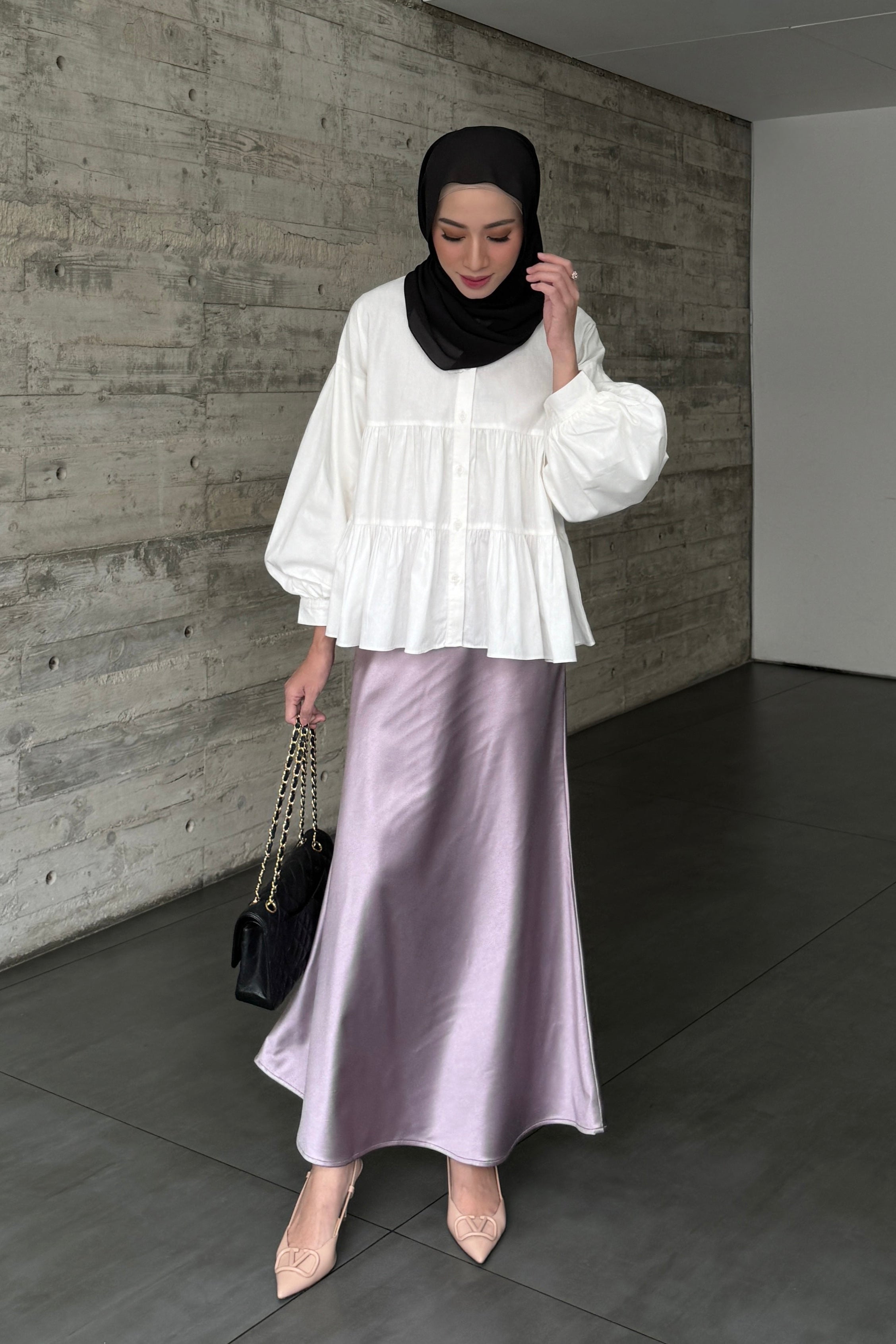 Vaia Skirt - Dusty Purple - Rok Wanita Panjang Shimmer