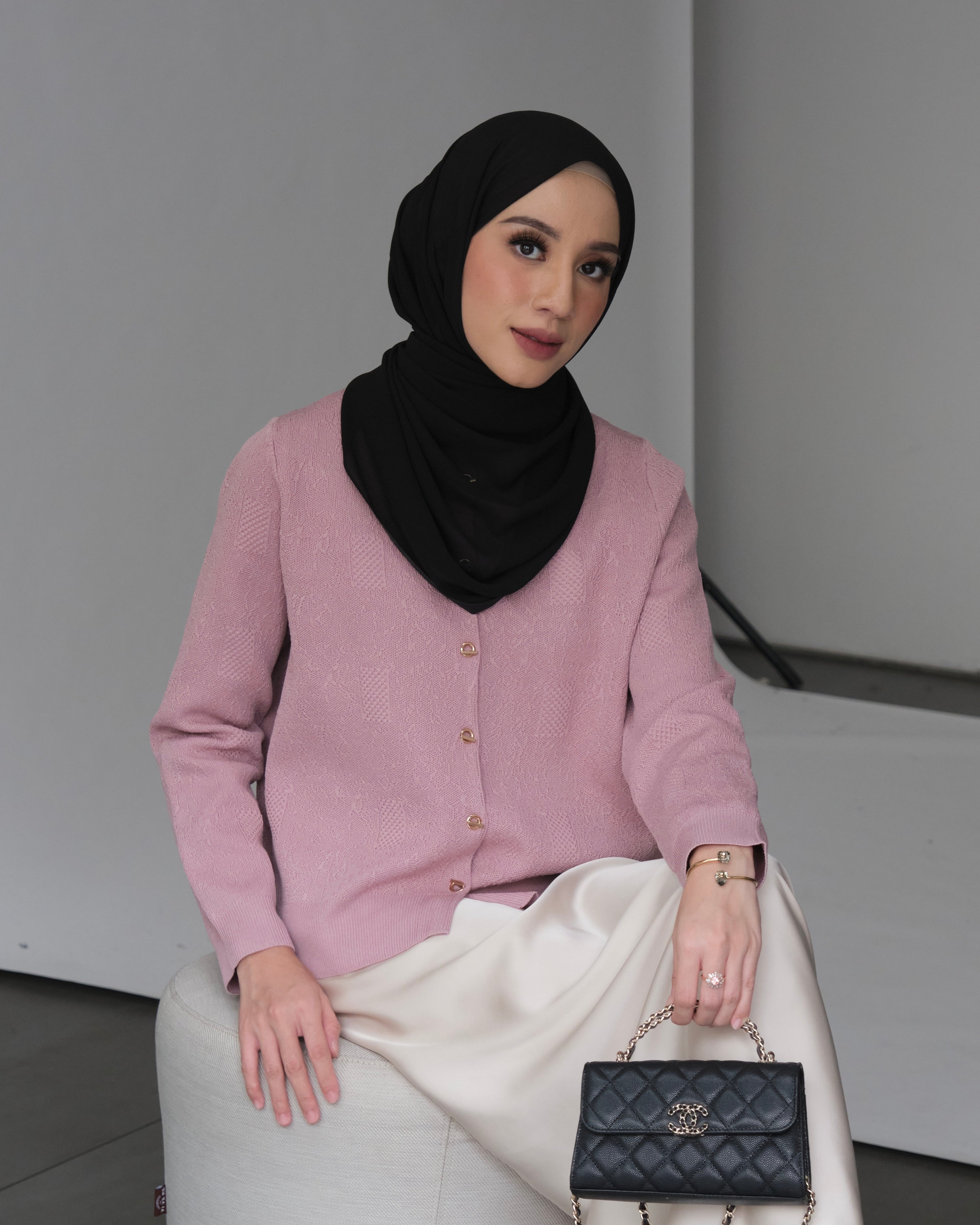 Jeyda Cardy - Dusty Pink - Cardigan Knit Wanita Berkancing - KW3030210