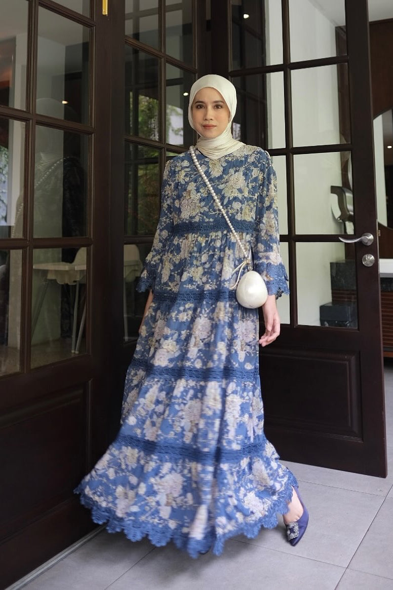 Jangmi Dress - Dress Motif Bunga Bahan Ceruti full Furing