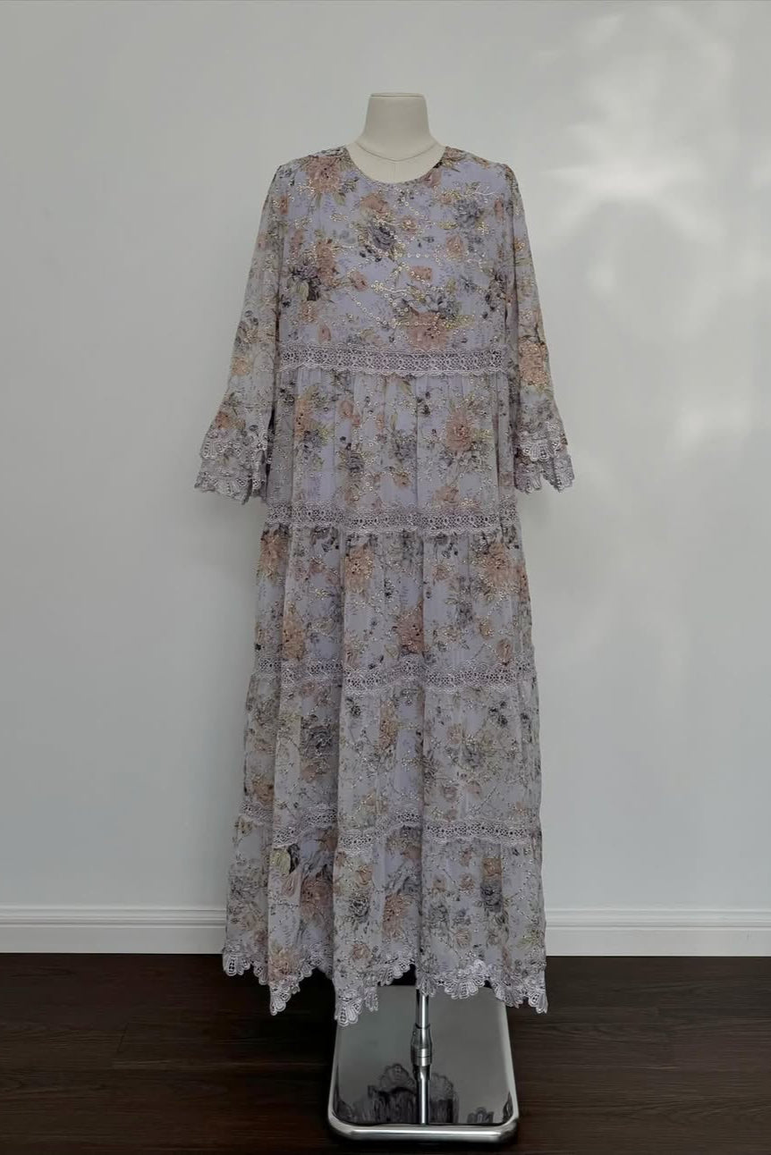 Jangmi Dress - Dress Motif Bunga Bahan Ceruti full Furing
