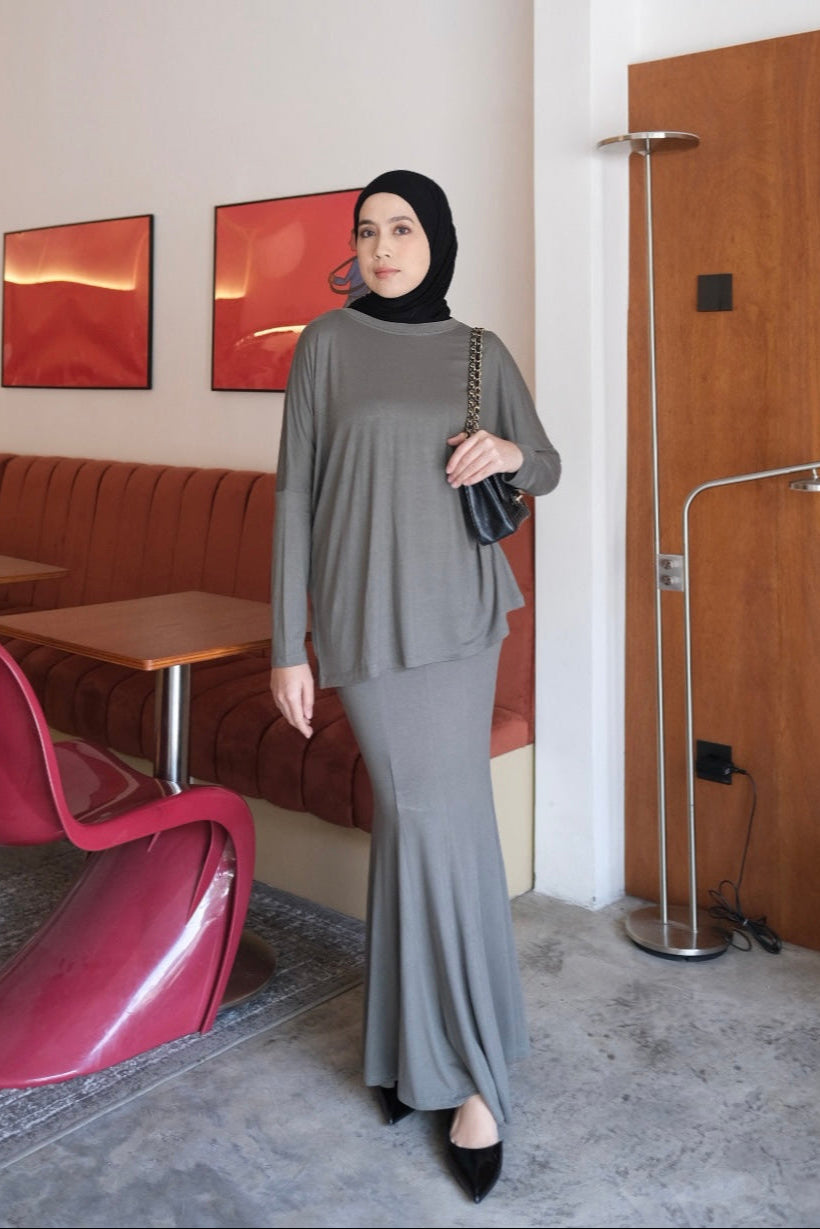 Batwing Set Mermaid Skirt - Set Atasan Rok Wanita Bahan Rayon Spandex