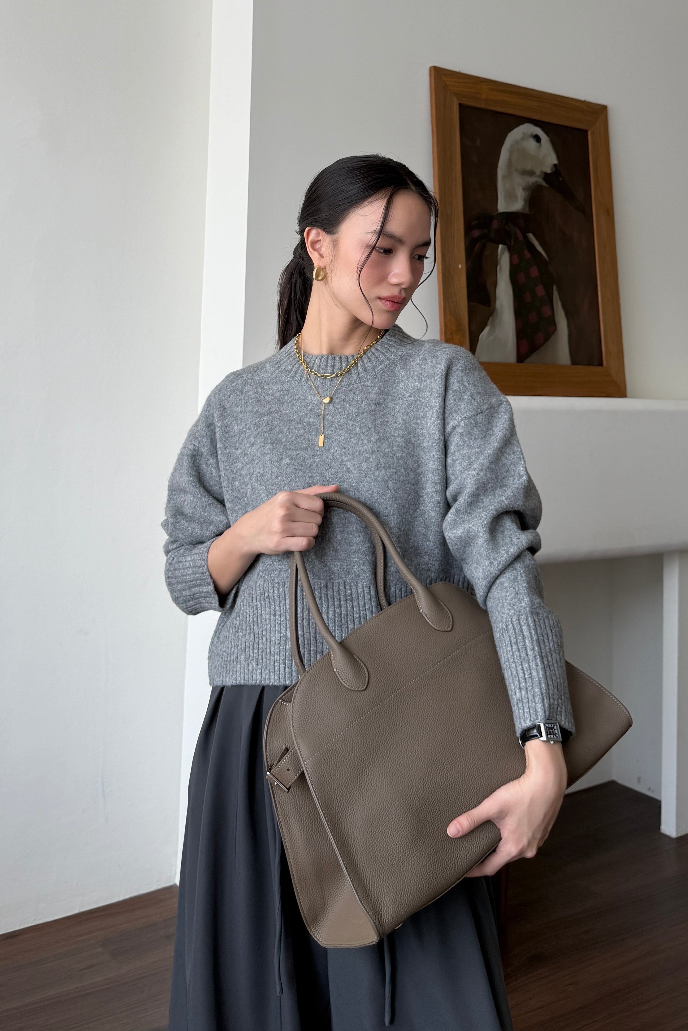 Nuona Crop Sweater - Sweater Crop Wanita Bahan Wool Original