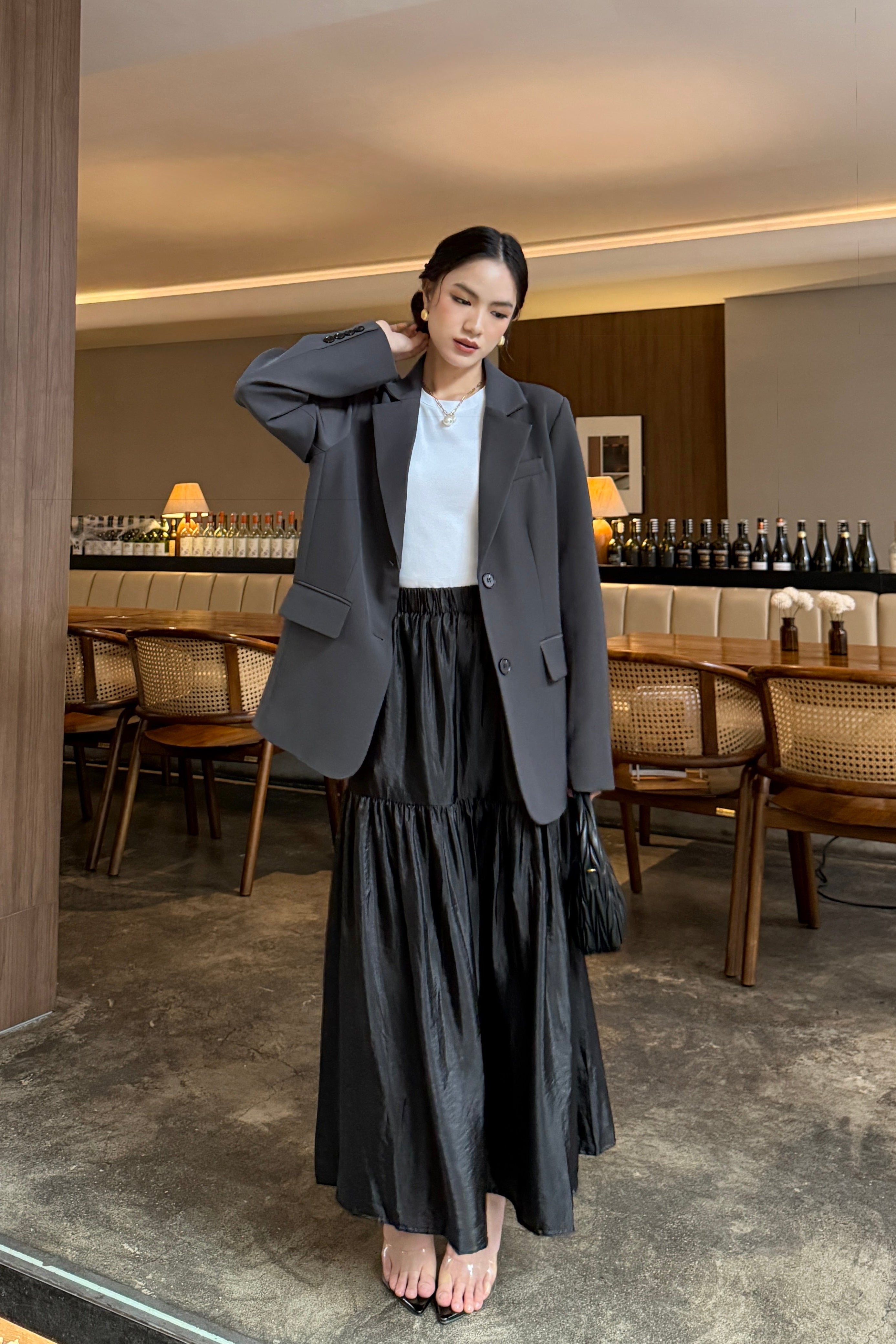 Marc Blazer - Outer Basic Elegant Wanita Bahan Poly Blend Semi Wool