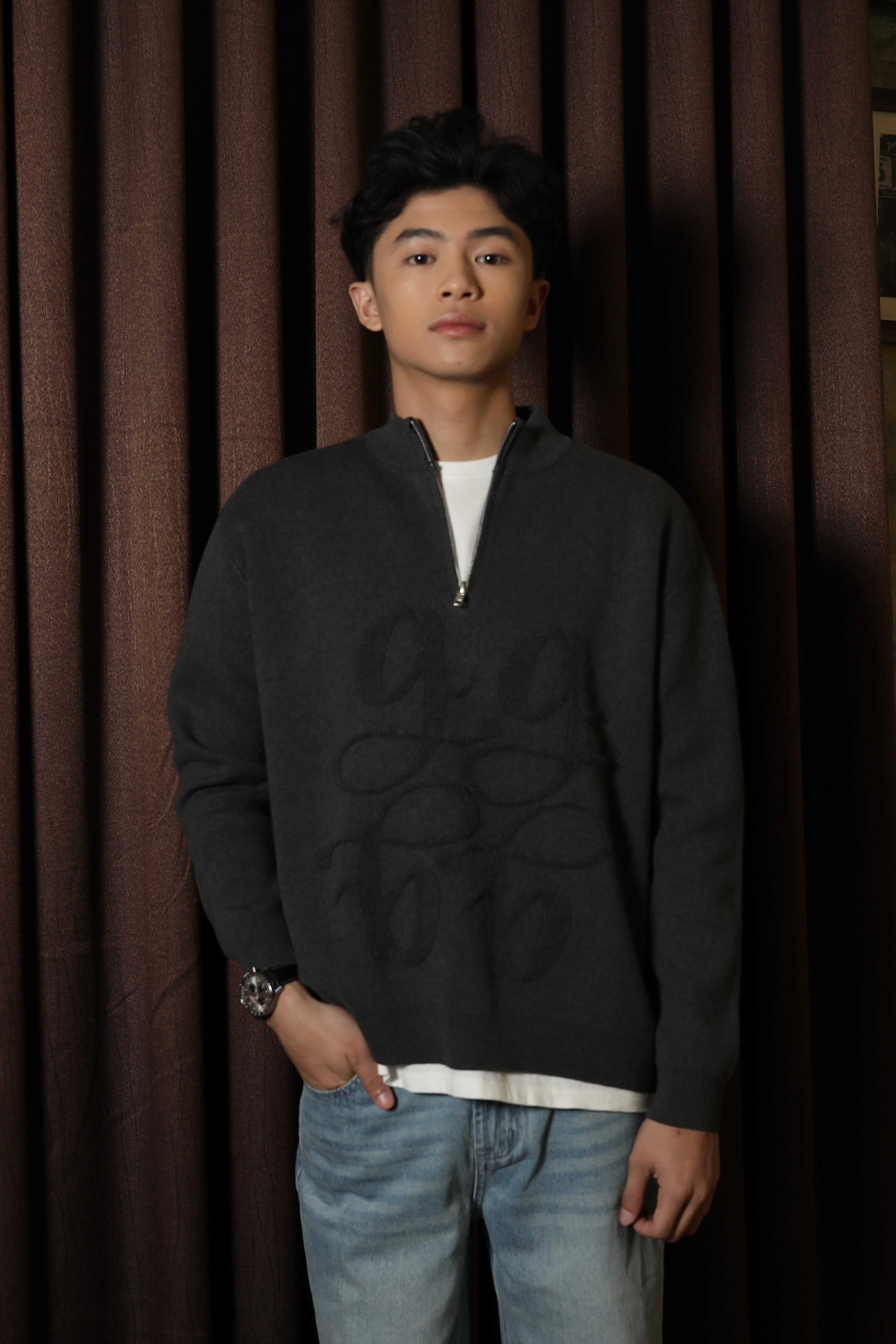 GONEGANI MAN - GG Half Zipper Sweater