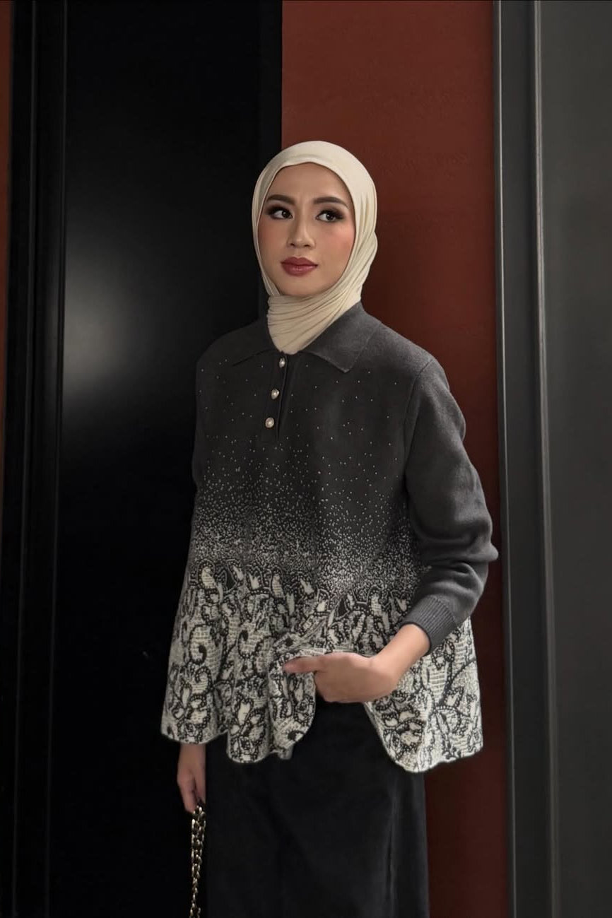Lena Polo Crop Sweater Knit - Sweater Rajut Wanita Crop Premium Comfy