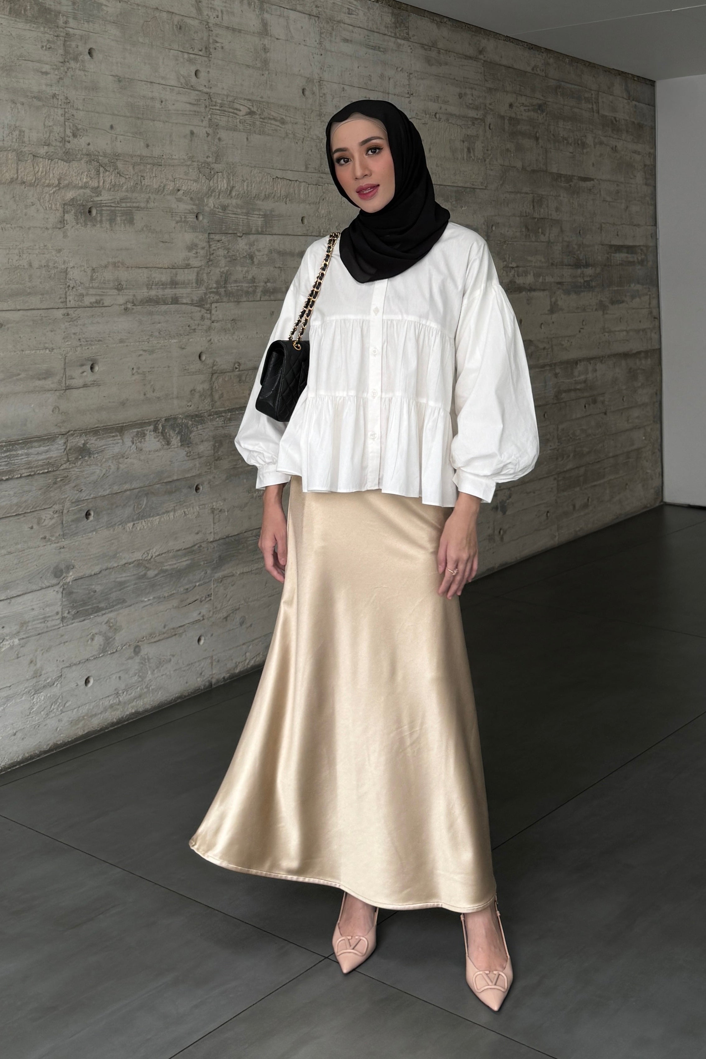 Vaia Skirt - Gold - Rok Wanita Panjang Shimmer