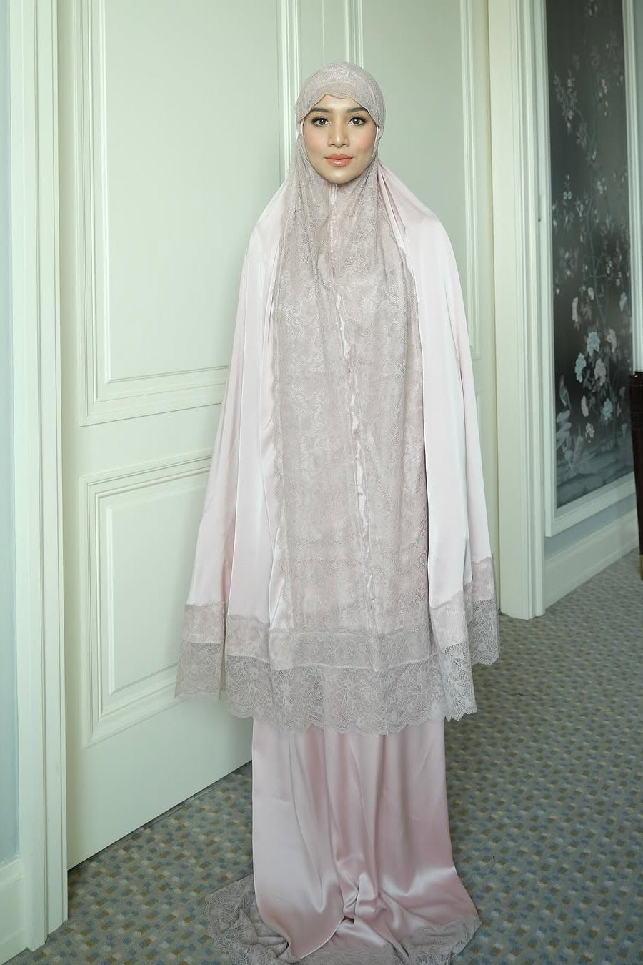 Zahra Mukena - Tea Rose - Mukena Renda Bahan Armany Silk