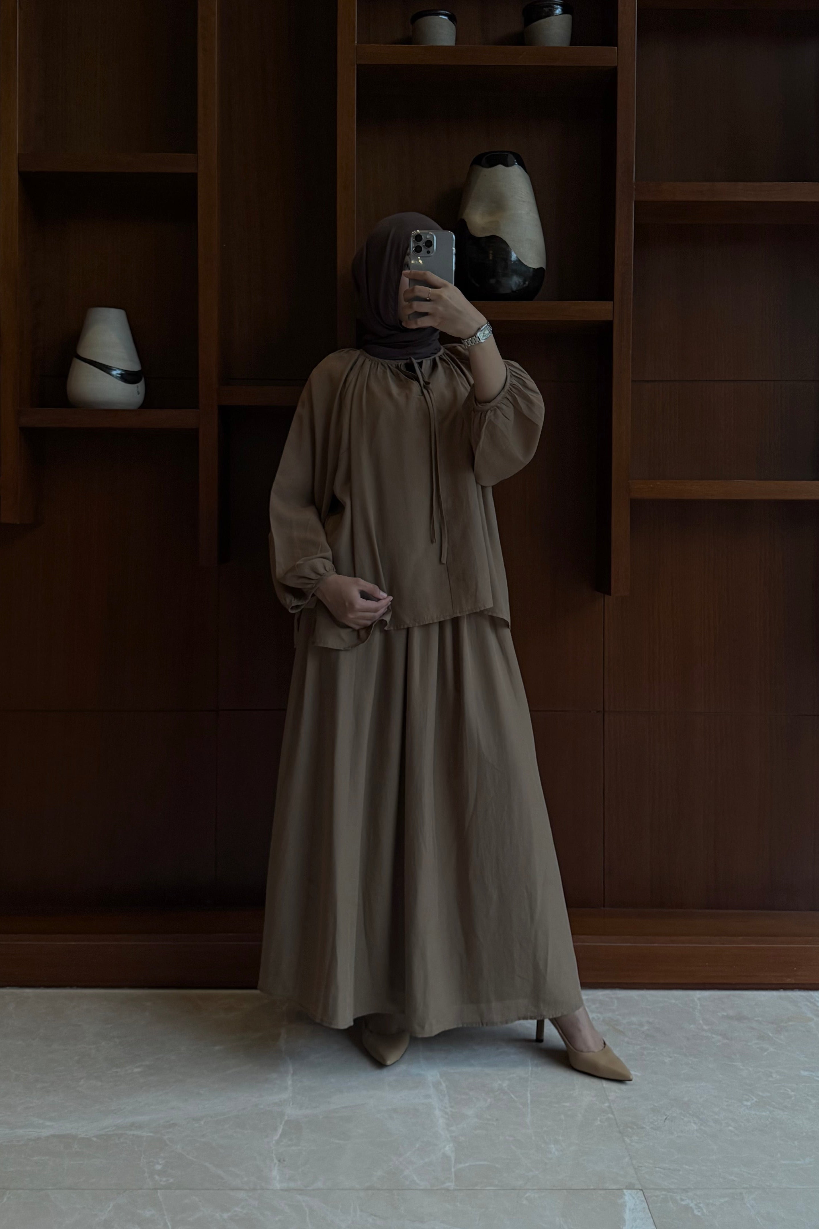 Shojo Set - Setelan Atasan Bawahan Elegan Wanita Bahan Tancel