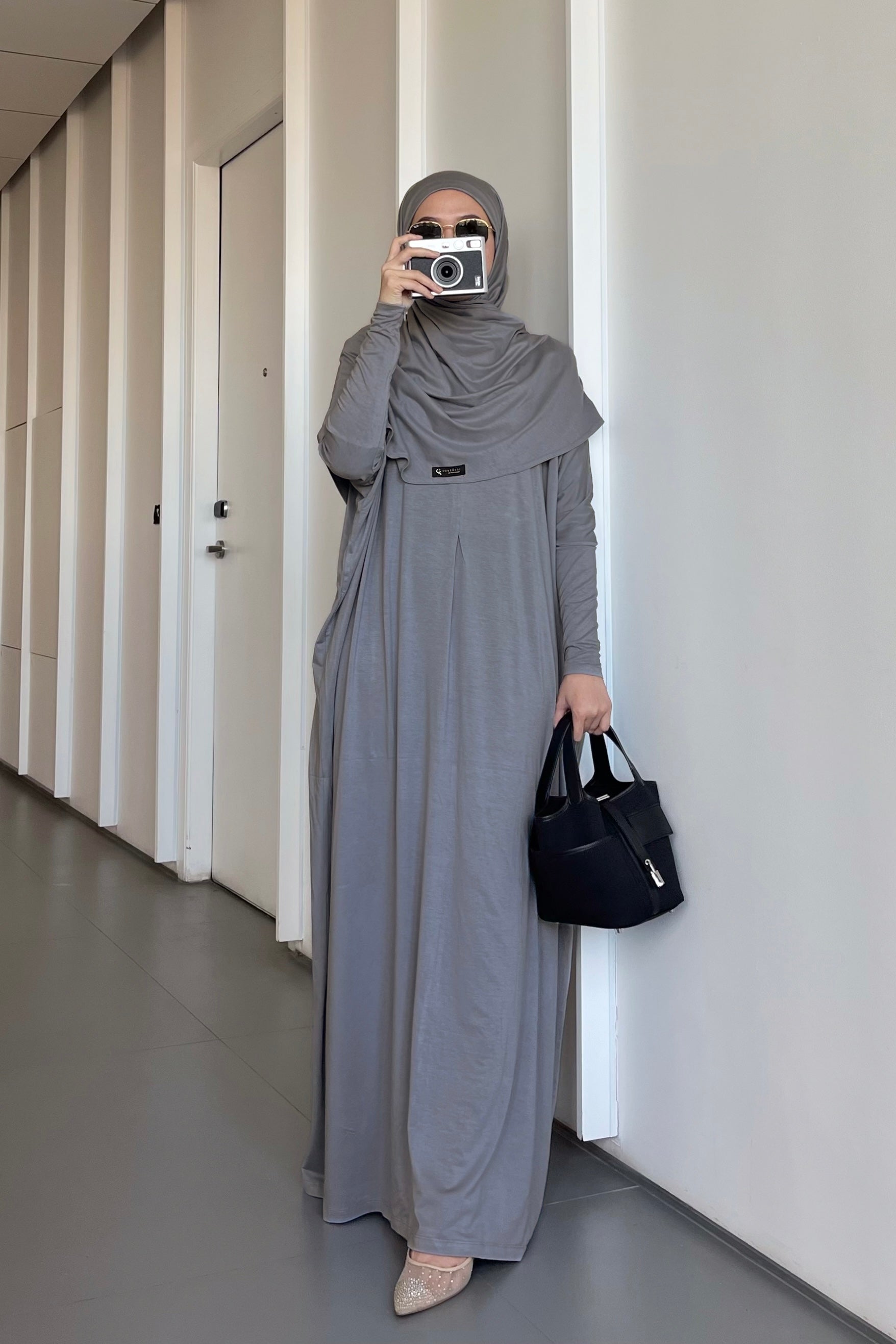 Batwing Plain Set - One Set Hijab Pasmina dan Dress Wanita