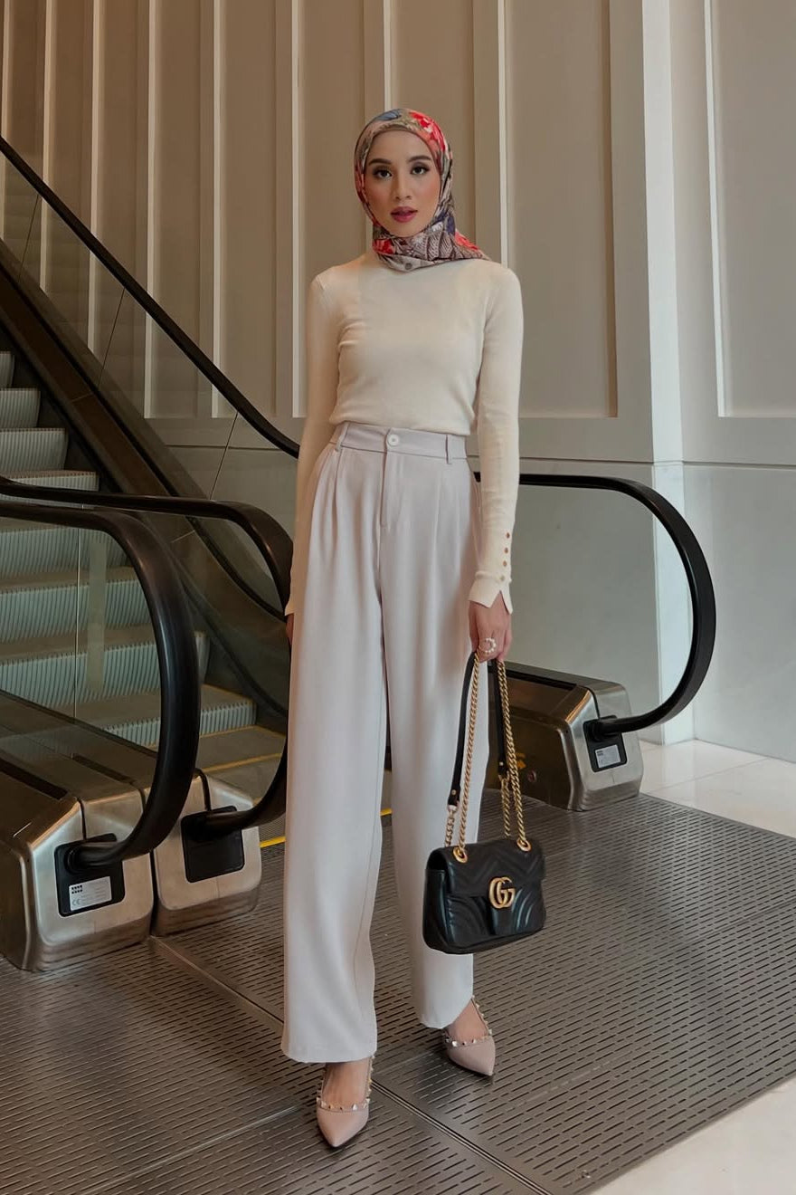 Lowee Pants - Ivory - Celana Panjang Kantor Polos Wanita