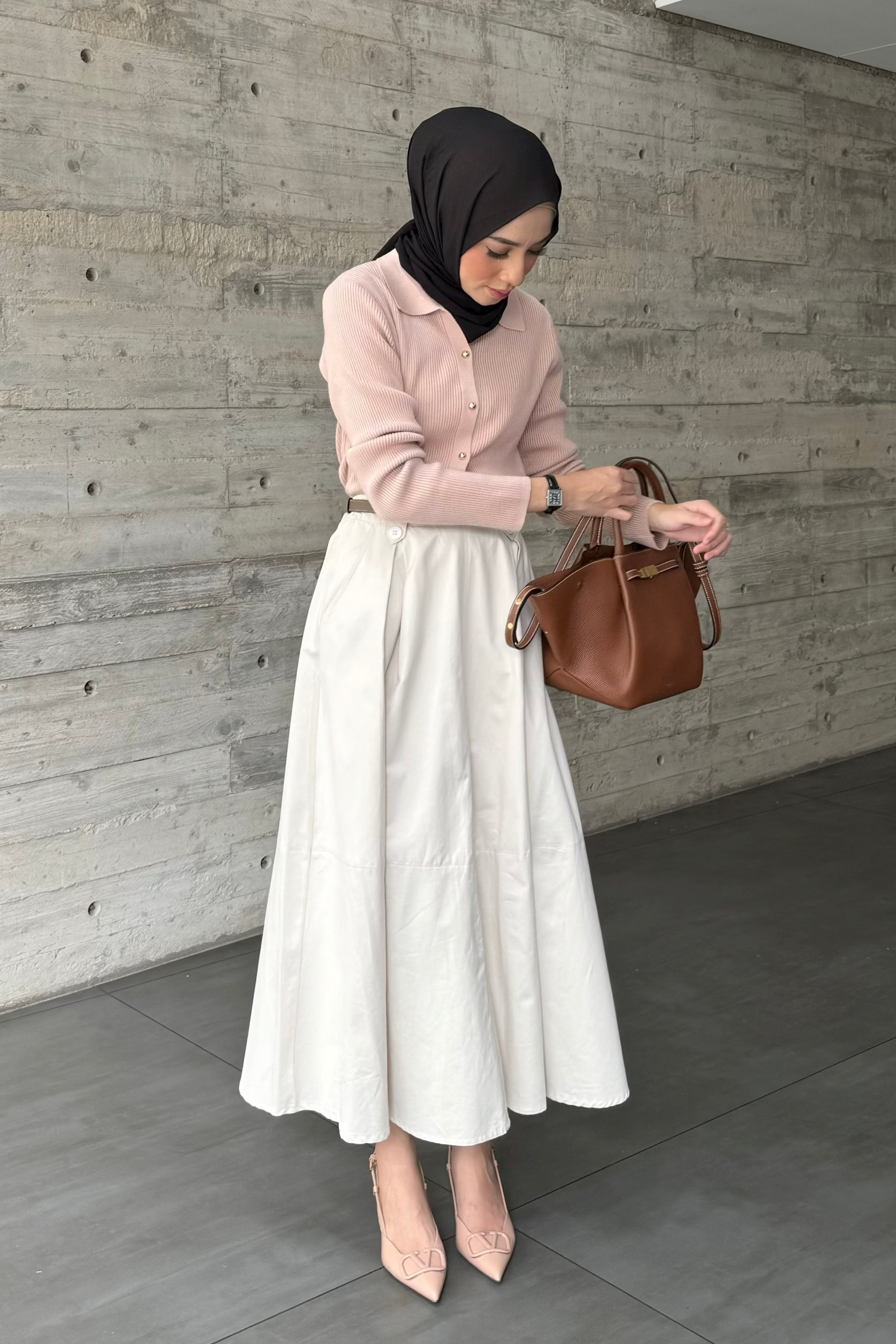 Nami Skirt - Ivory  - Rok Panjang Wanita Bahan Cotton - BT1561490