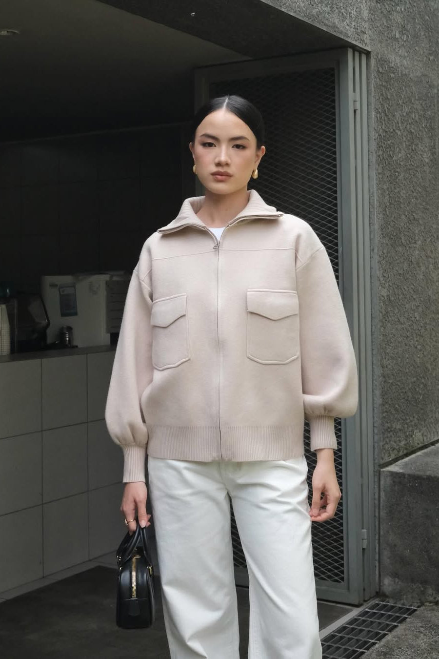Milano Knit Blouson - Jaket Knit Wanita Premium Tebal Gaya Smart Casual