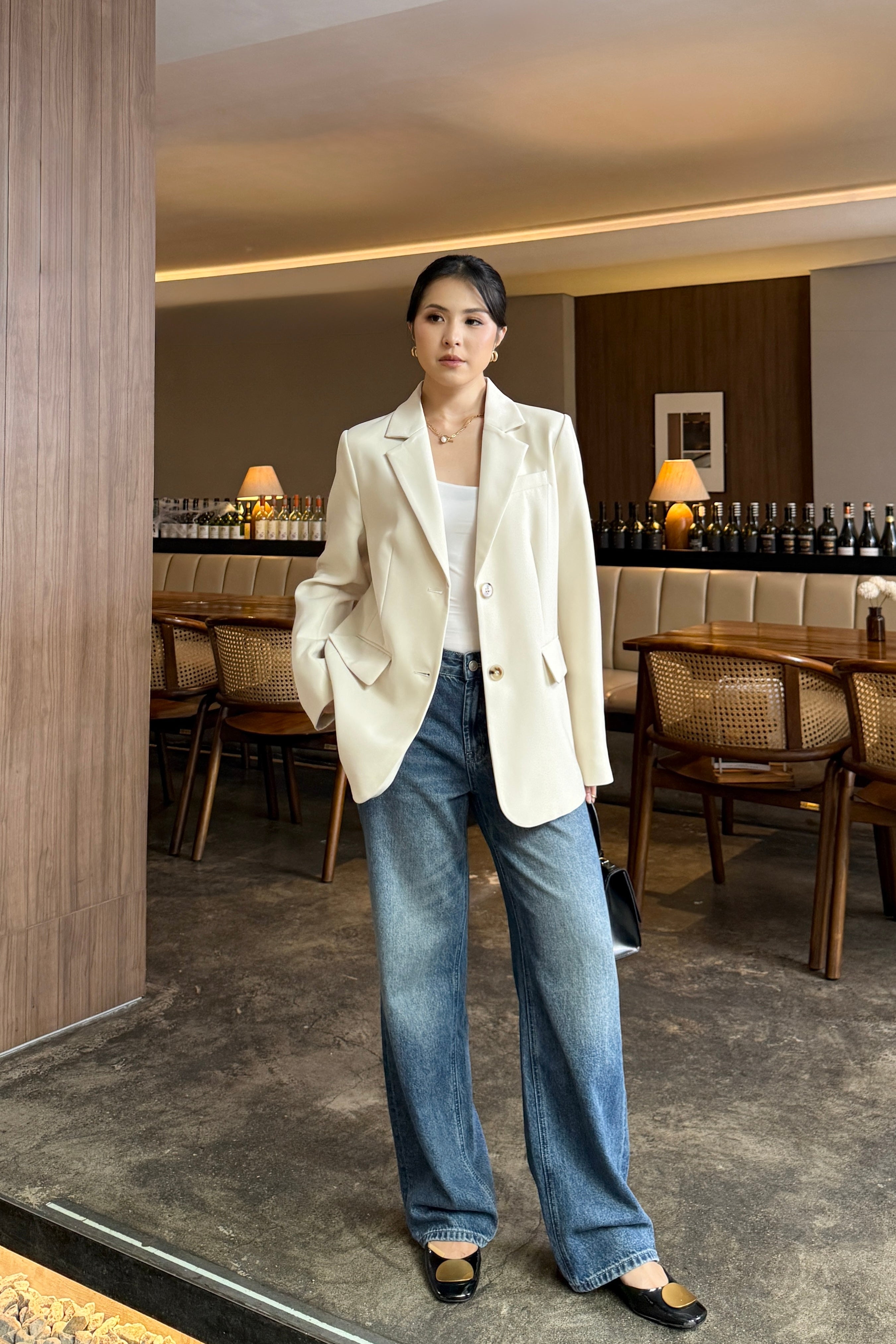 Marc Blazer - Outer Basic Elegant Wanita Bahan Poly Blend Semi Wool