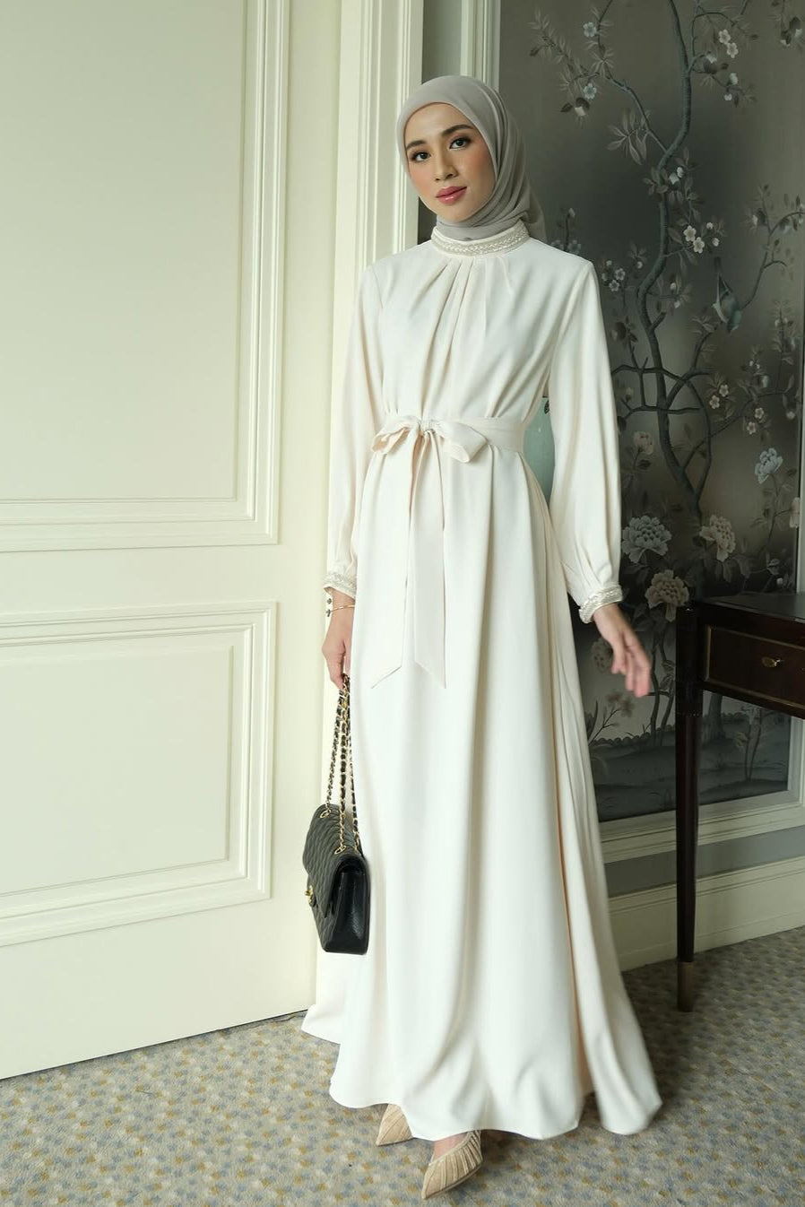Garita Dress - Dress Flowly Polos Lengan Panjang