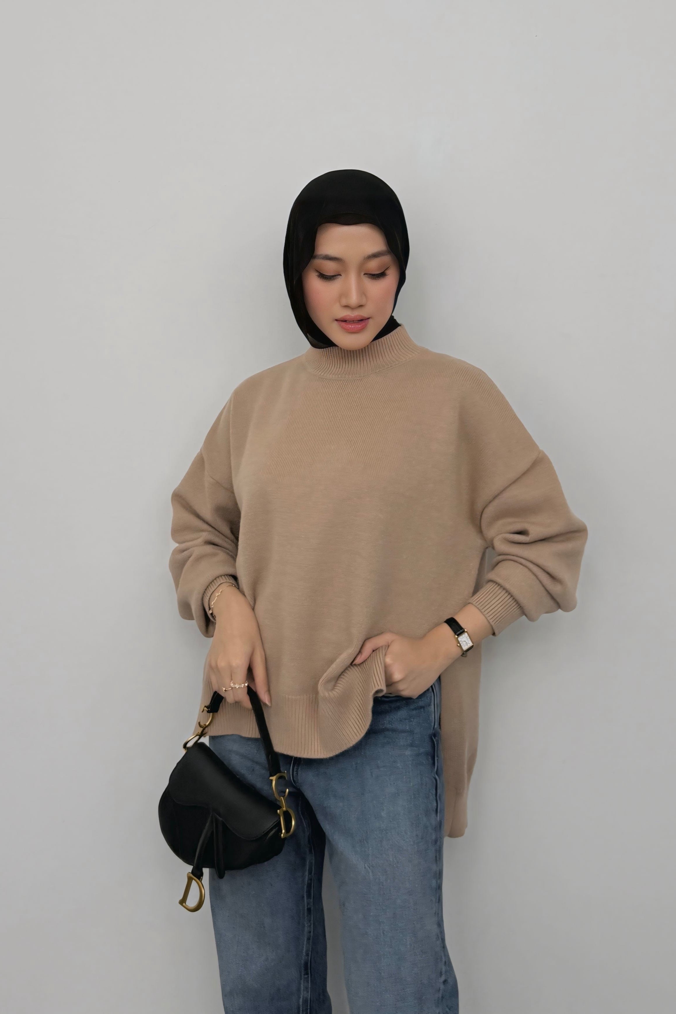 Esmee Sweater - Khaki - Sweater Atasan Knitwear Wanita