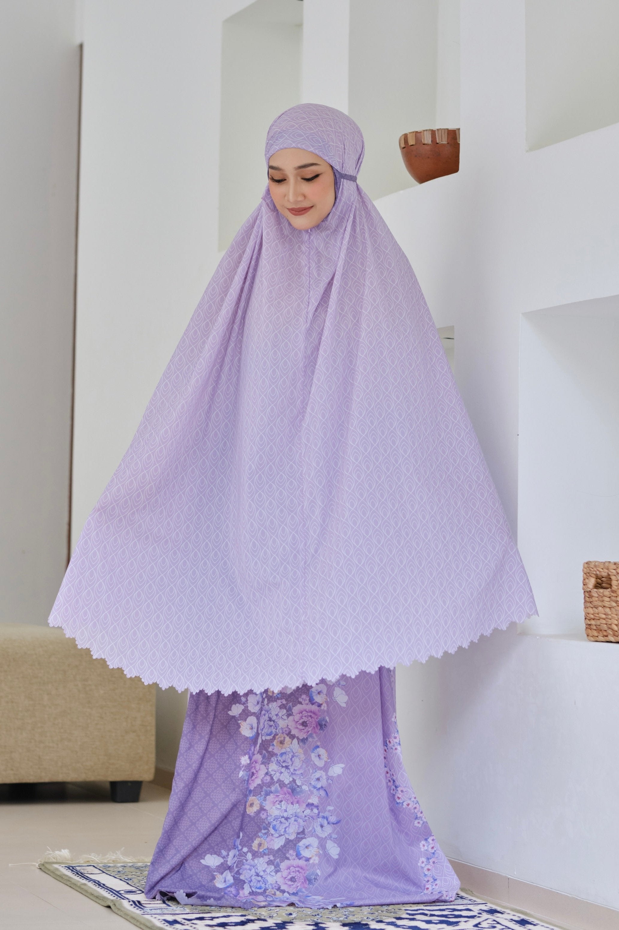 Bloomy Mukena Travel B - Lavender - Mukena Travel Parasut Korea Import - PS2830390