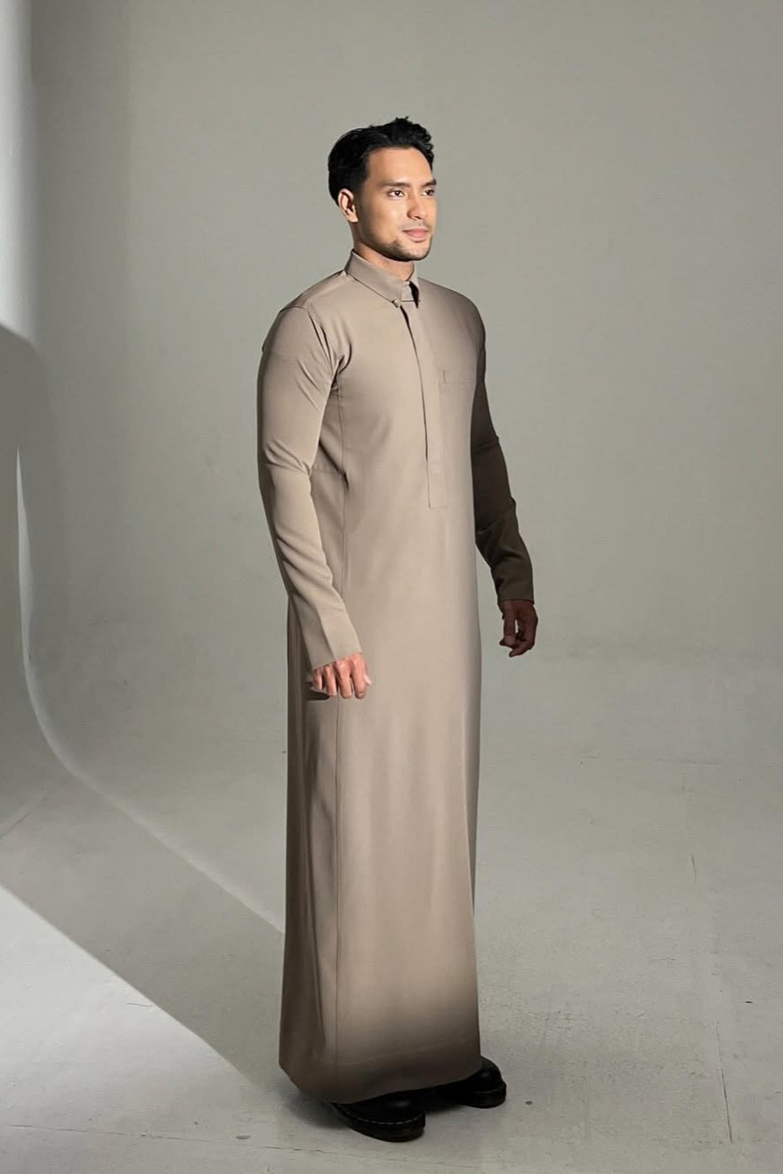 Thalib Thobe - Mocca - Gamis Pria Kerah Lengan Panjang