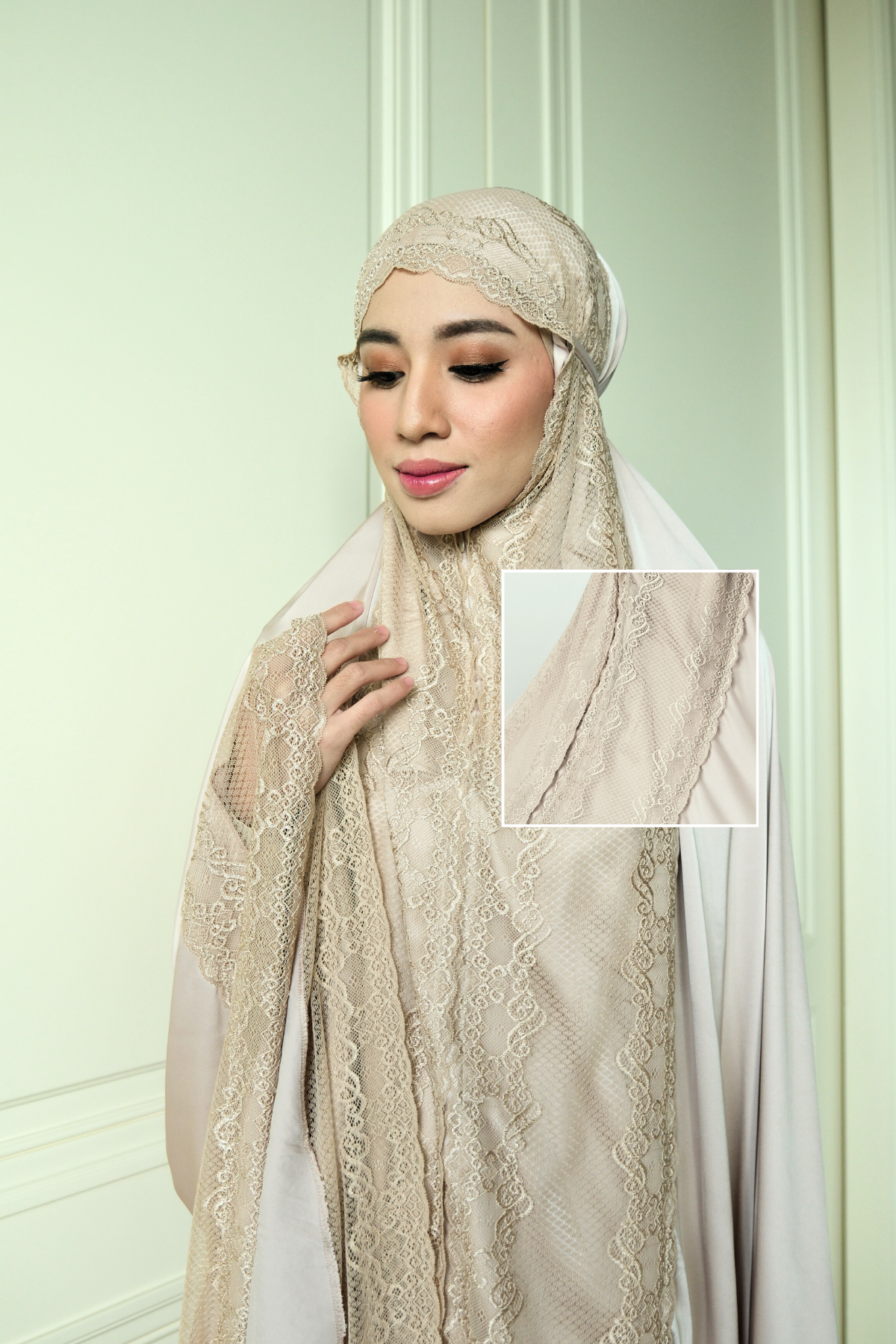 Zahra Mukena - Mocca - Mukena Renda Bahan Armany Silk