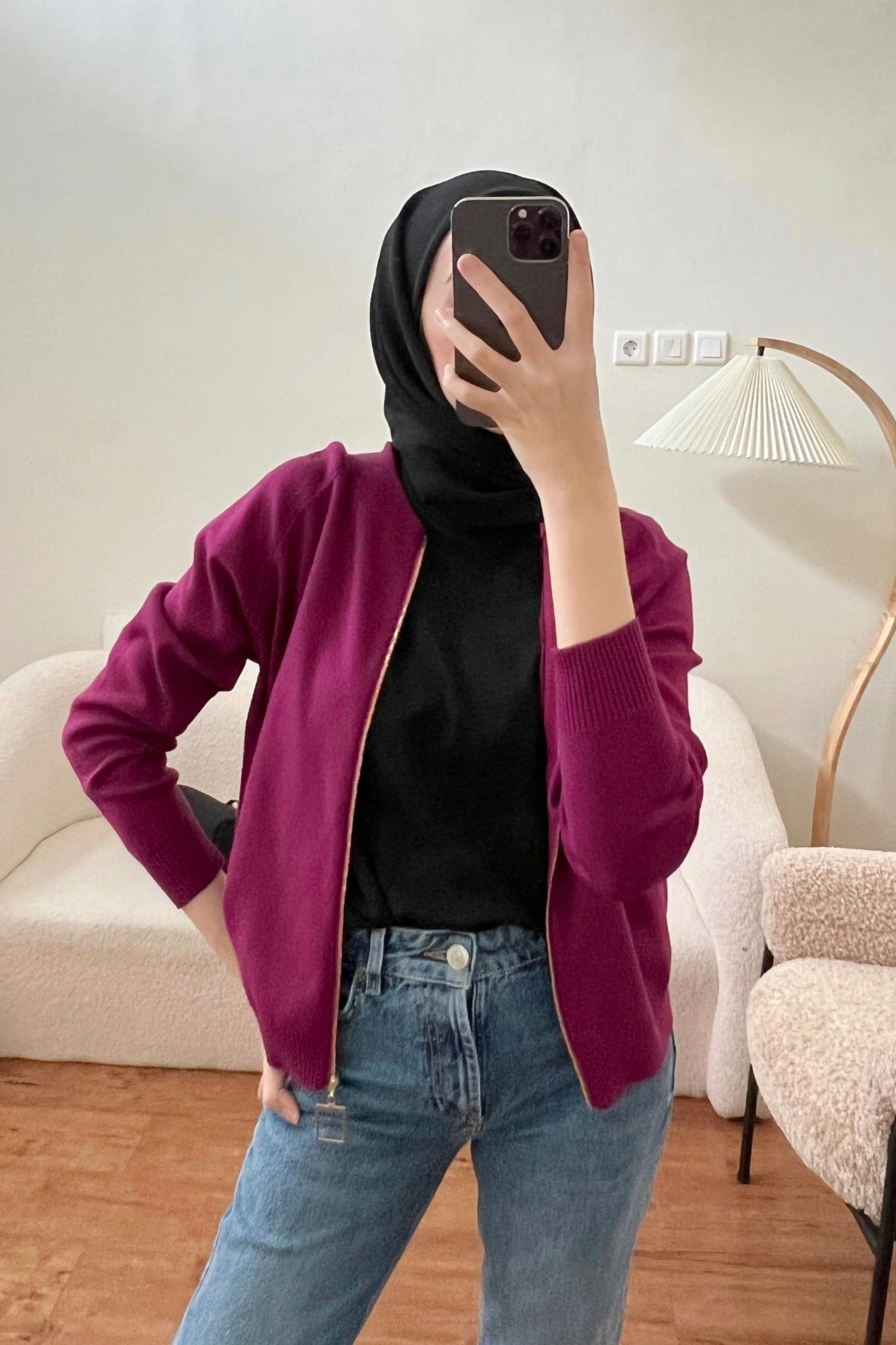 Bomber Cardy Knit - Cardigan Zipper Wanita Bahan Soft Knit Premium