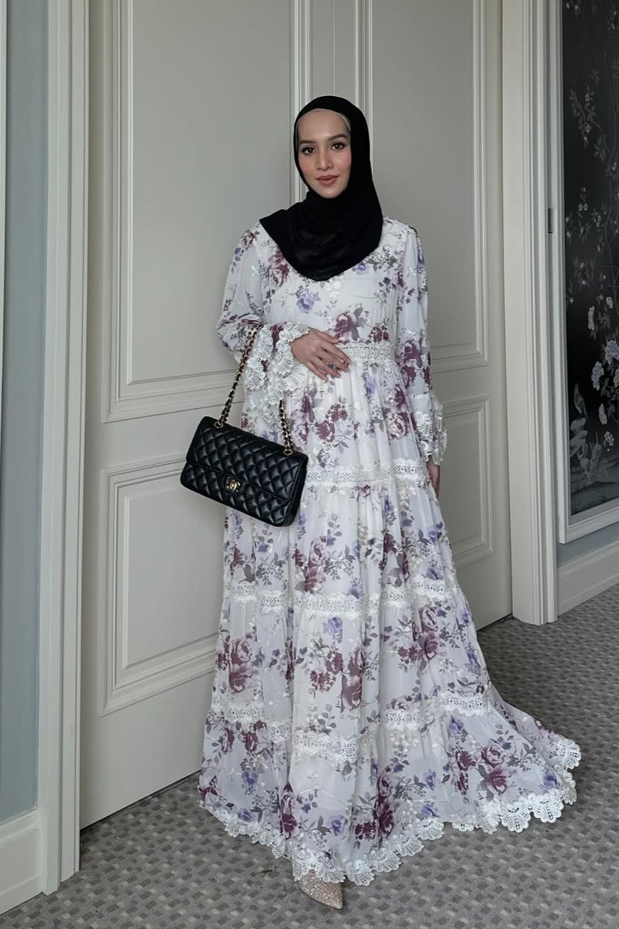 Jangmi Dress - Dress Motif Bunga Bahan Ceruti full Furing