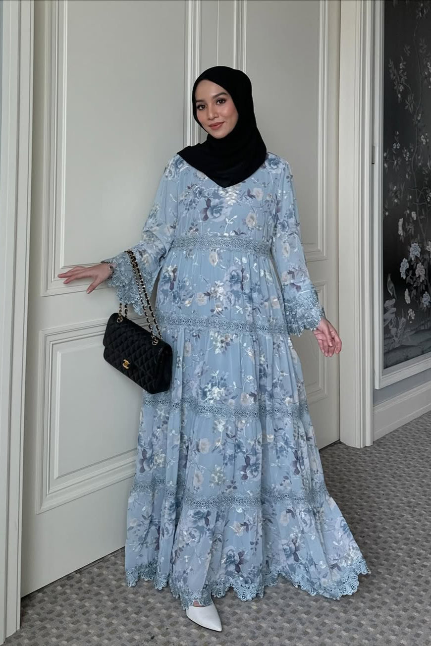 Jangmi Dress - Dress Motif Bunga Bahan Ceruti full Furing