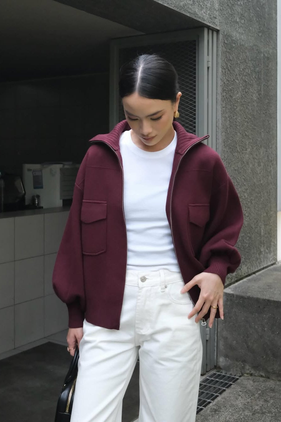 Milano Knit Blouson - Jaket Knit Wanita Premium Tebal Gaya Smart Casual
