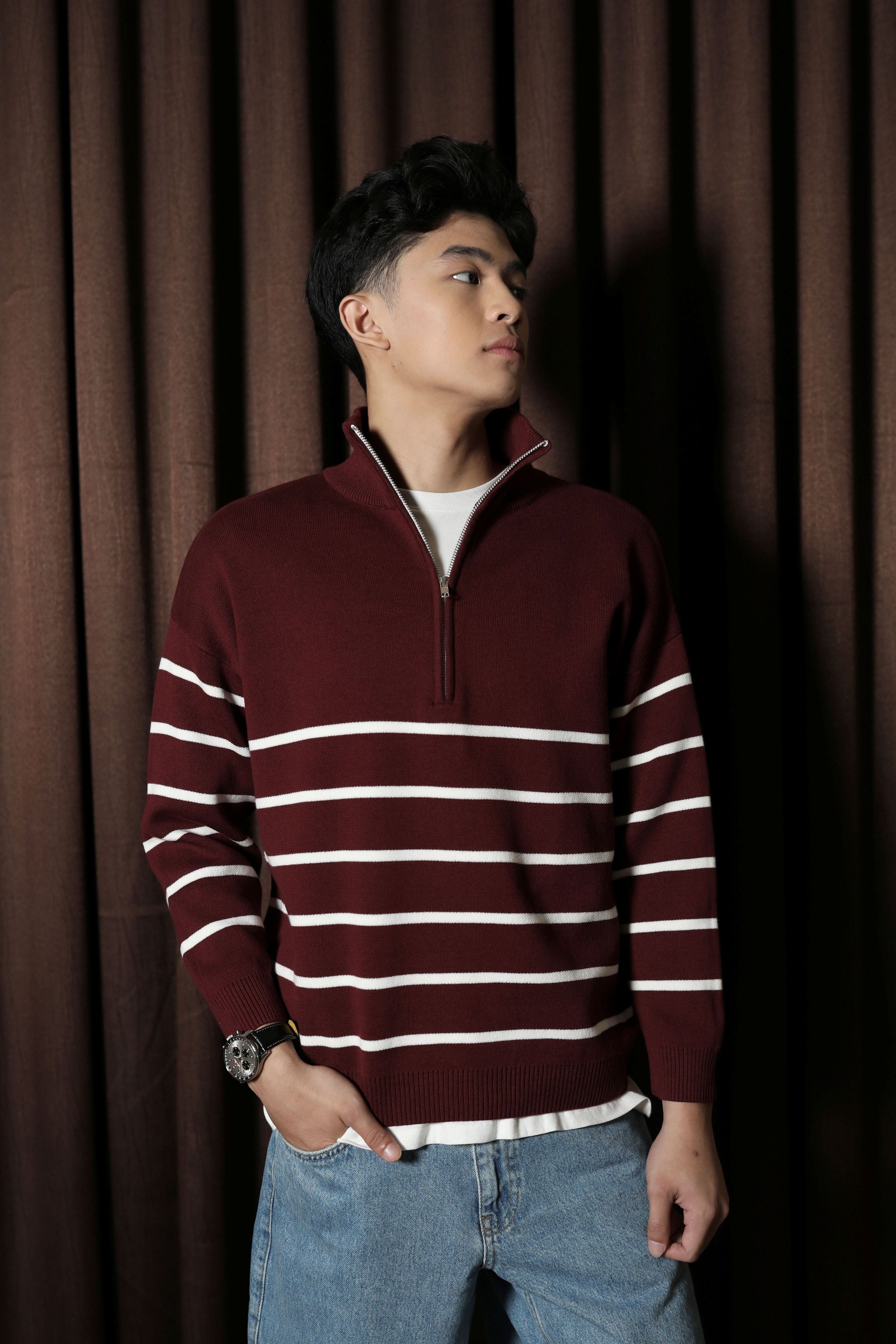 GONEGANI Man - Zipper Stripe Sweater