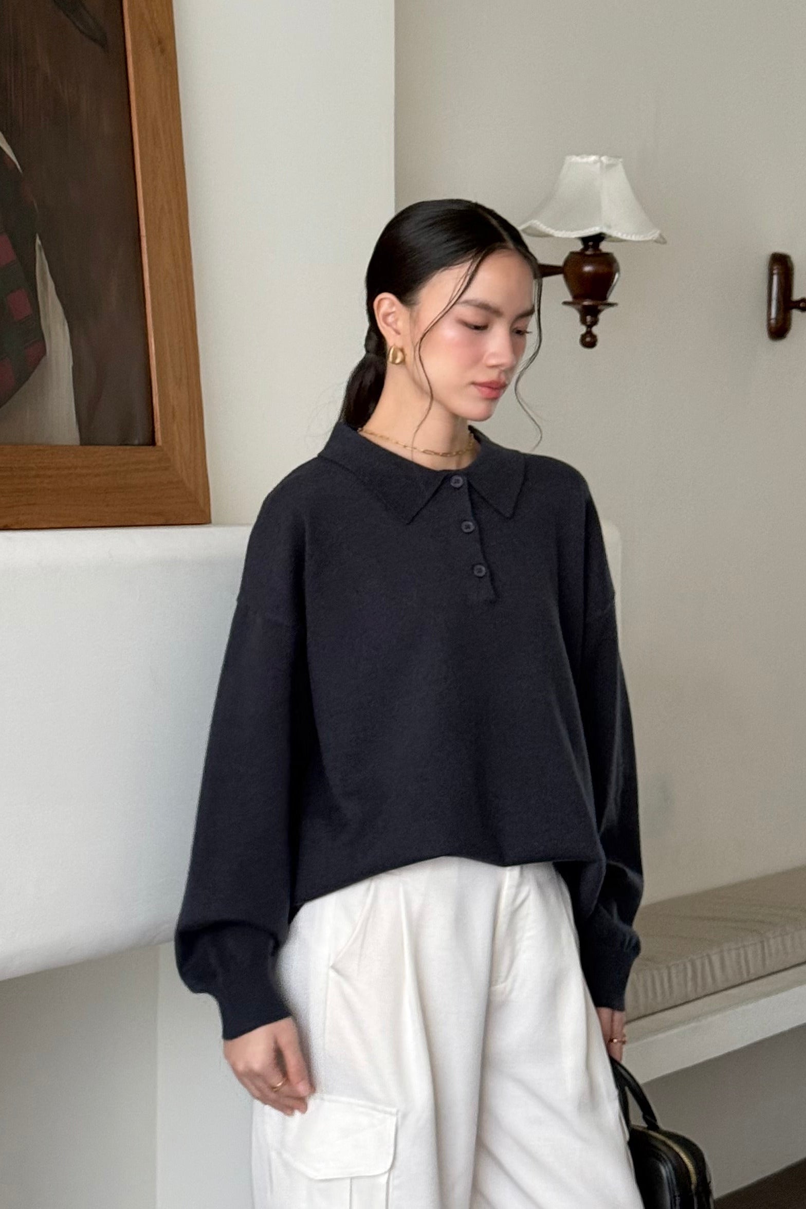 Polo Sweater - Sweater Wanita Bahan Wool Acrylic Premium