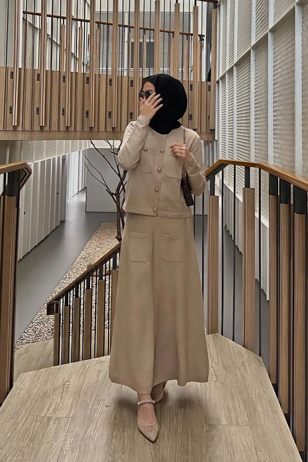 Ima Set Sweater - Mocca - One Set Atasan Skirt Wanita